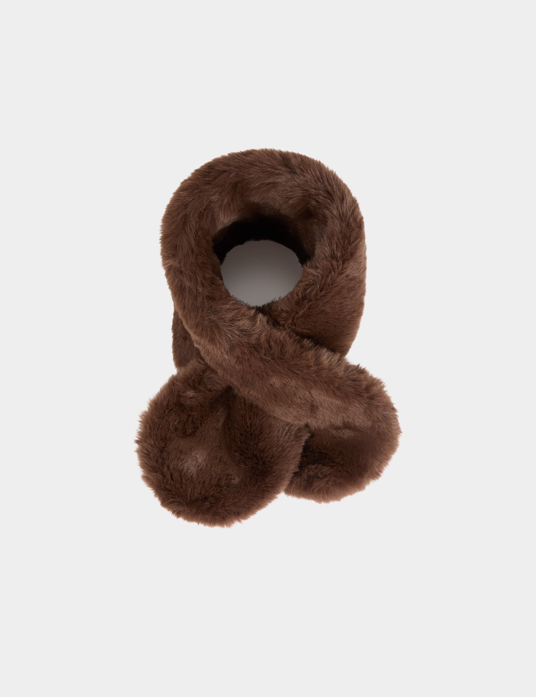 &Eacute;charpe fausse fourrure marron fonc&eacute; femme