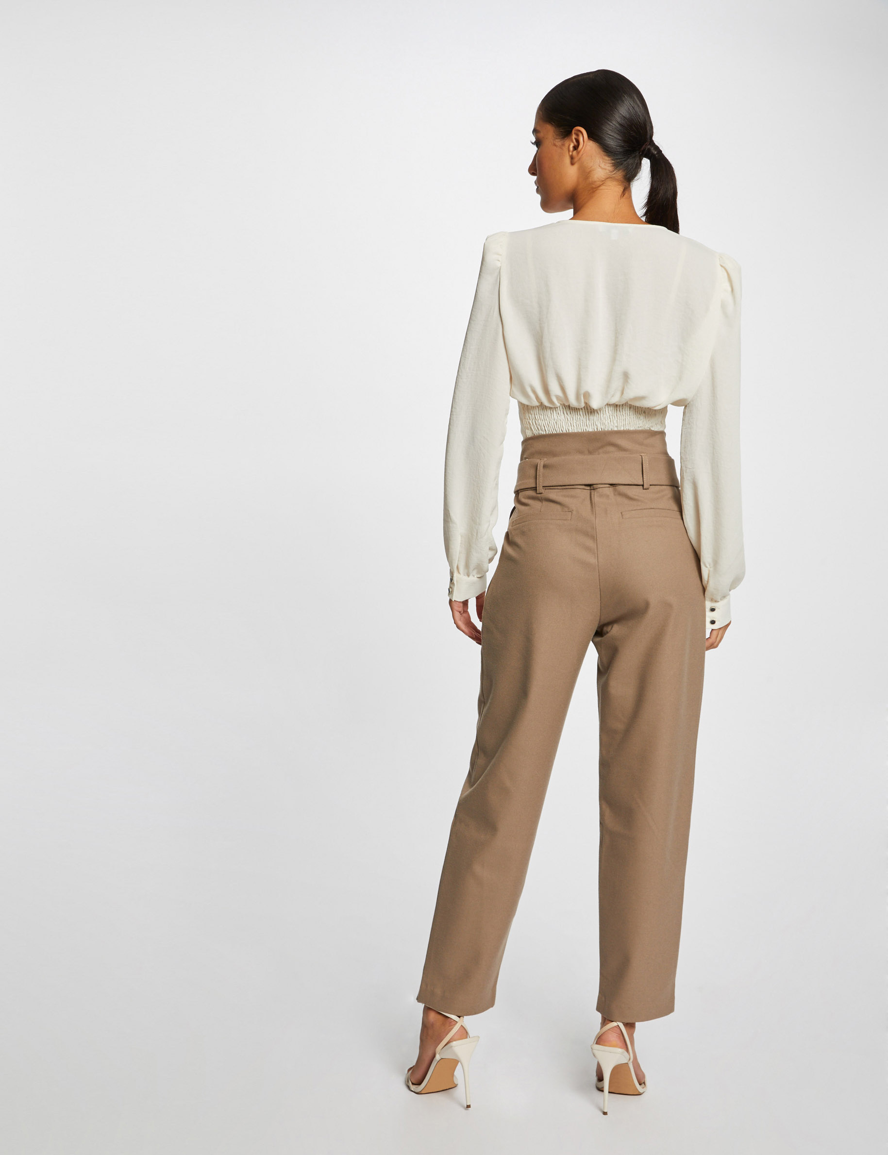 Blouse manches longues avec boutons ivoire femme Blouse manches longues avec boutons ivoire femme