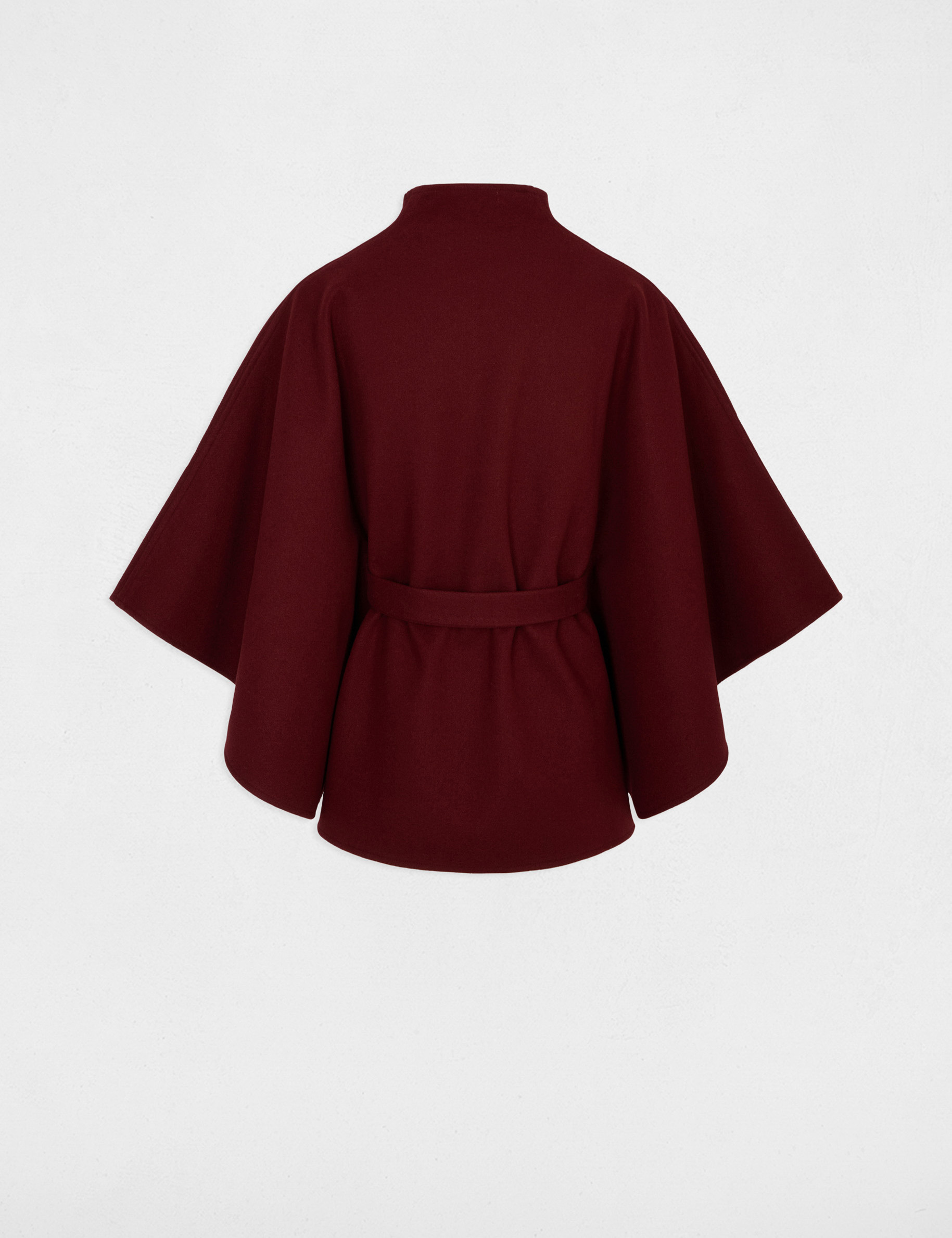 Cape ceintur&eacute;e bordeaux femme