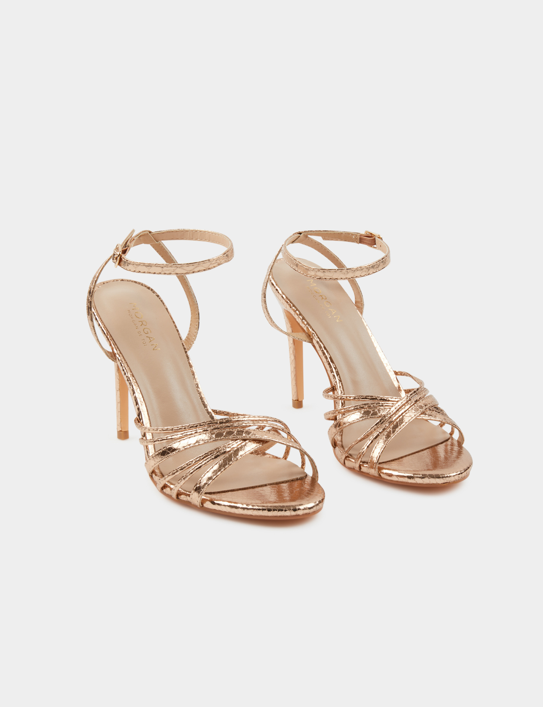 Sandales à talons avec brides rose femme Sandales à talons avec brides rose femme