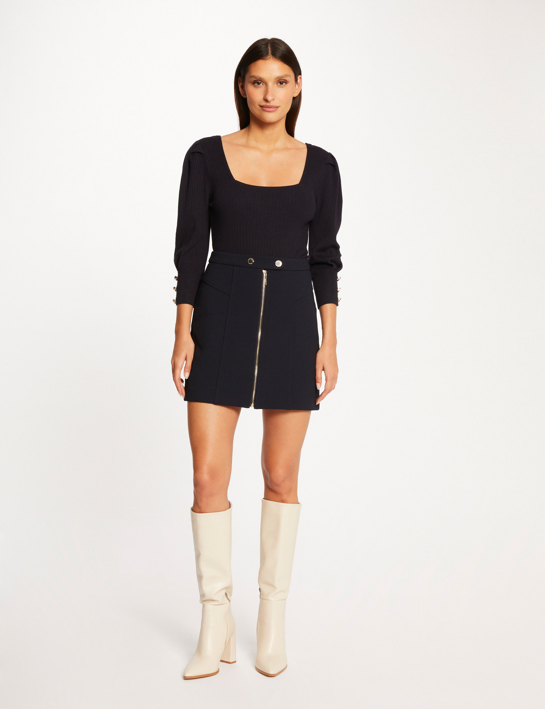 pull manches 34 bouffantes marine femme Pull manches 3/4 bouffantes marine femme