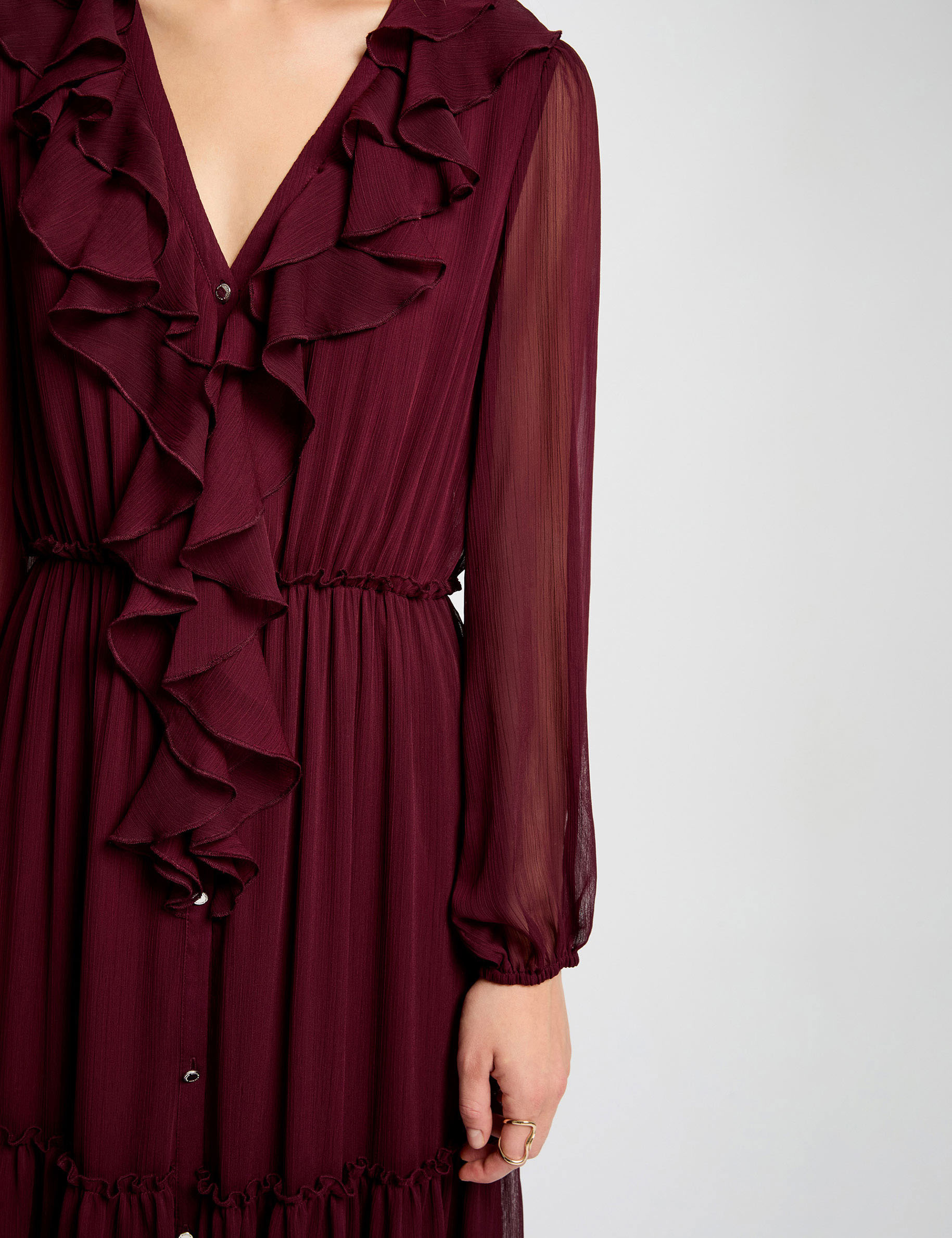 Robe longue fluide prune femme