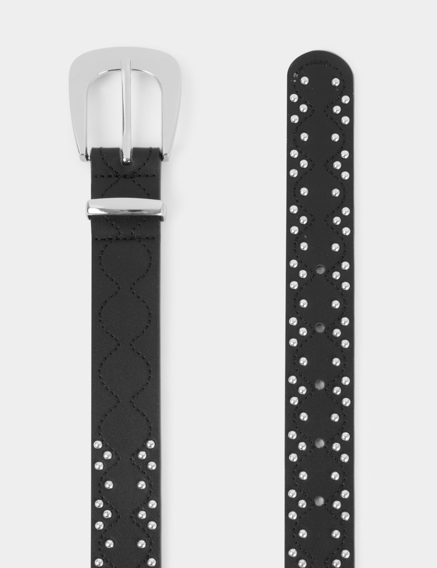 Ceinture fine clout&eacute;e noir femme