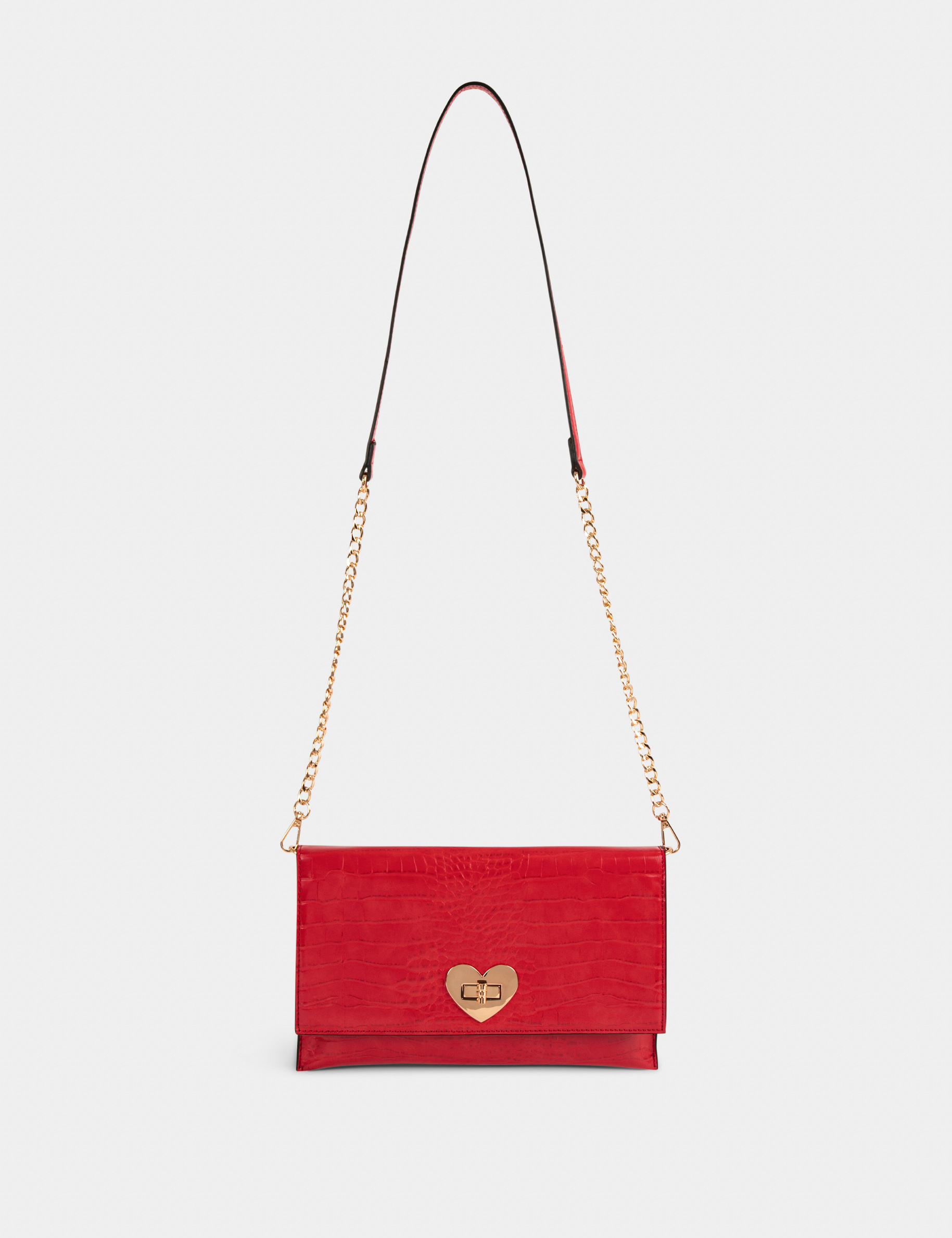 Sac pochette aspect croco rouge femme Sac pochette aspect croco rouge femme