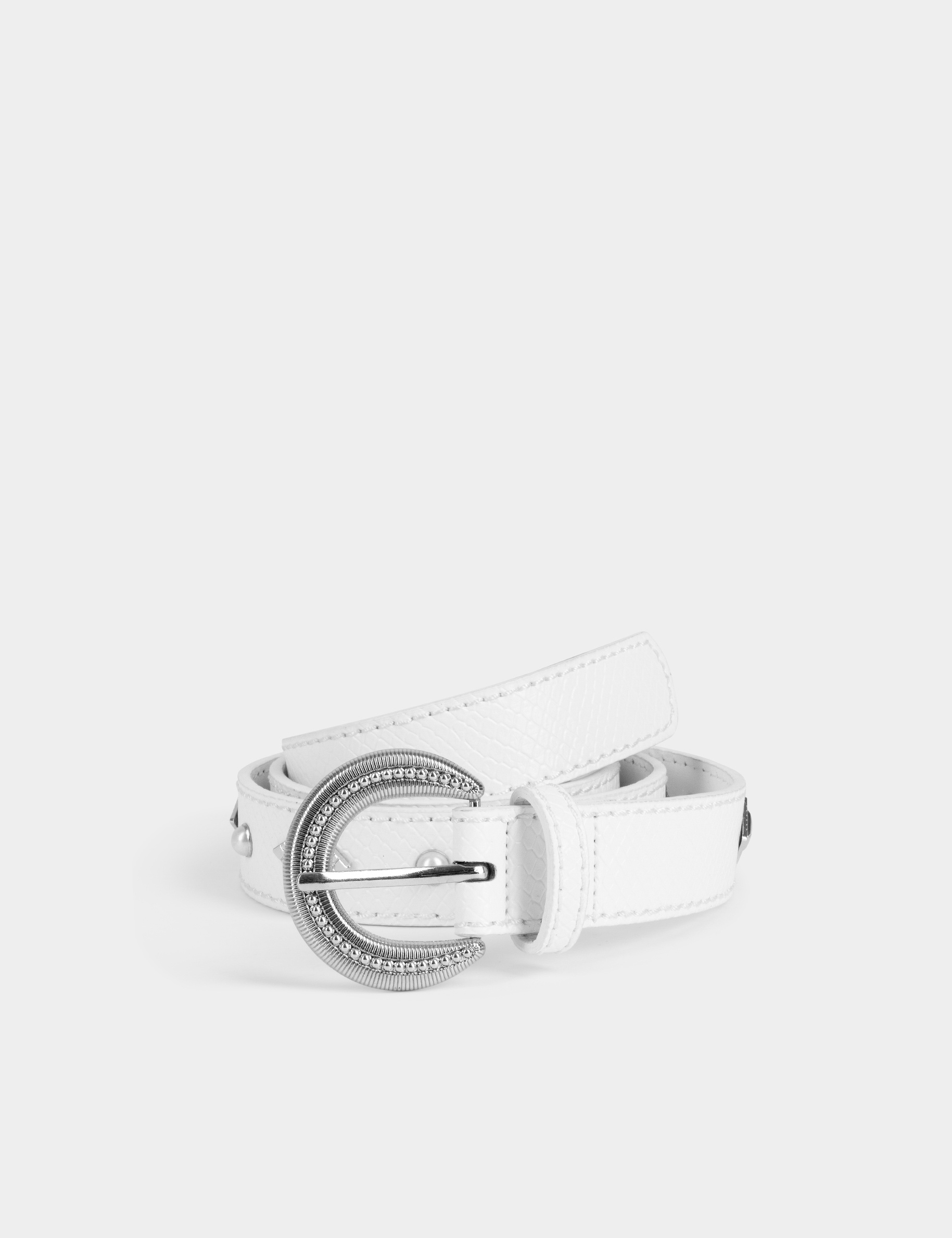 ceinture perles et clous blanc femme Ceinture perles et clous blanc femme