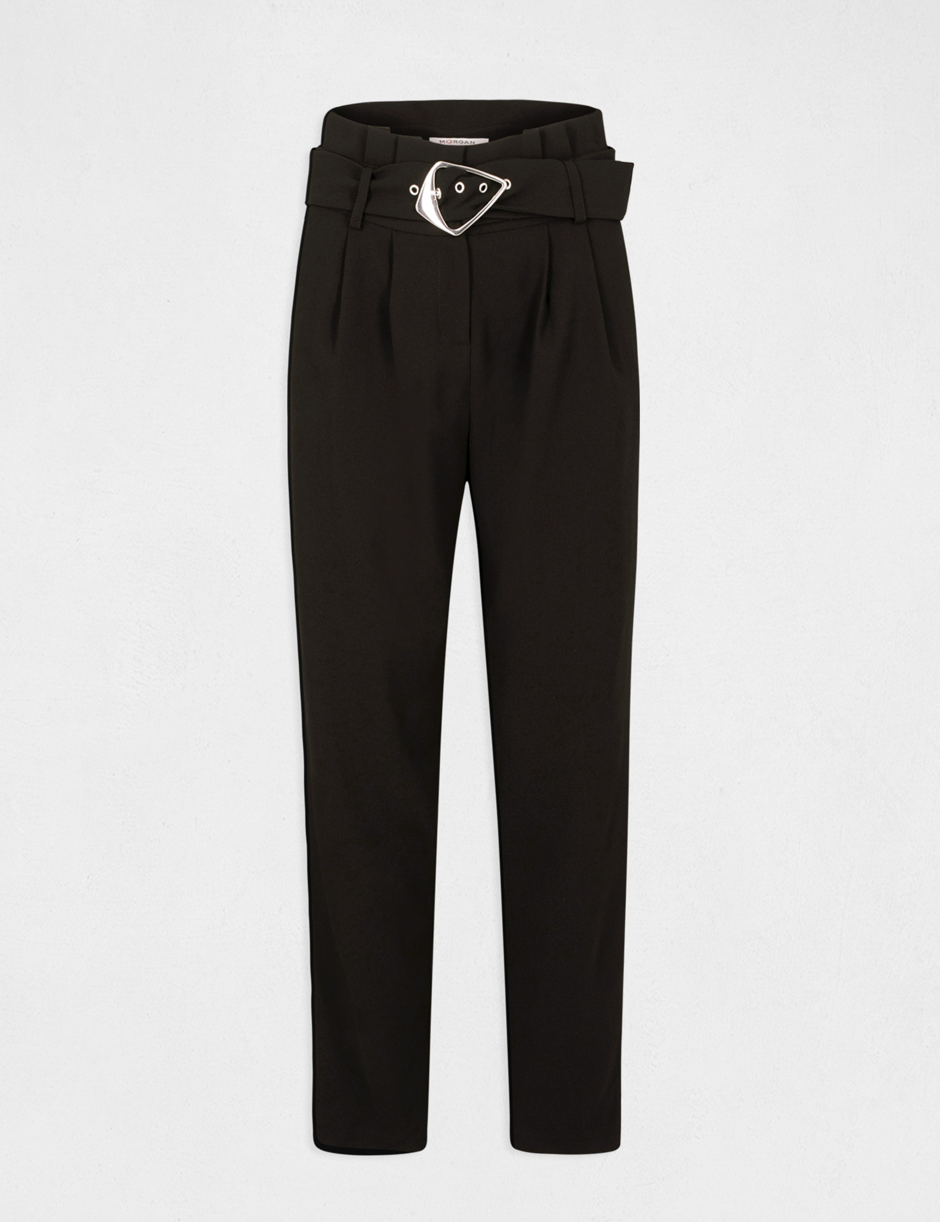 Pantalon paperbag 7/8&egrave;me noir femme