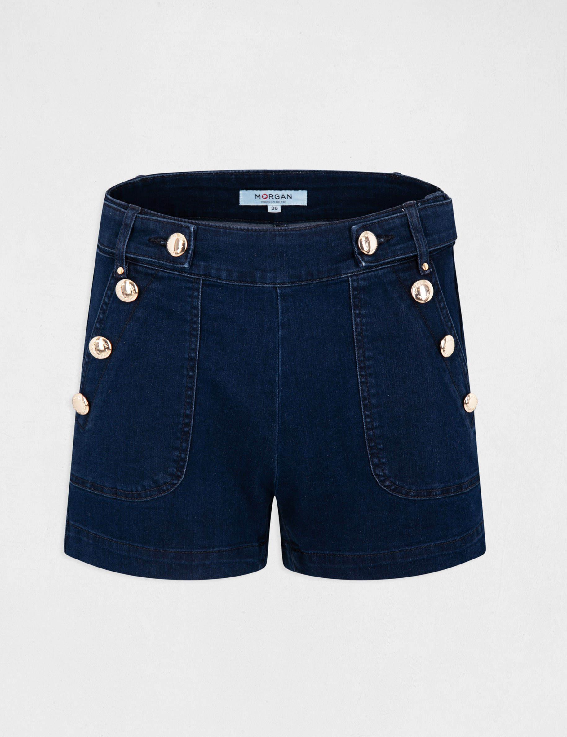 Short avec boutons jean brut femme Short avec boutons jean brut femme