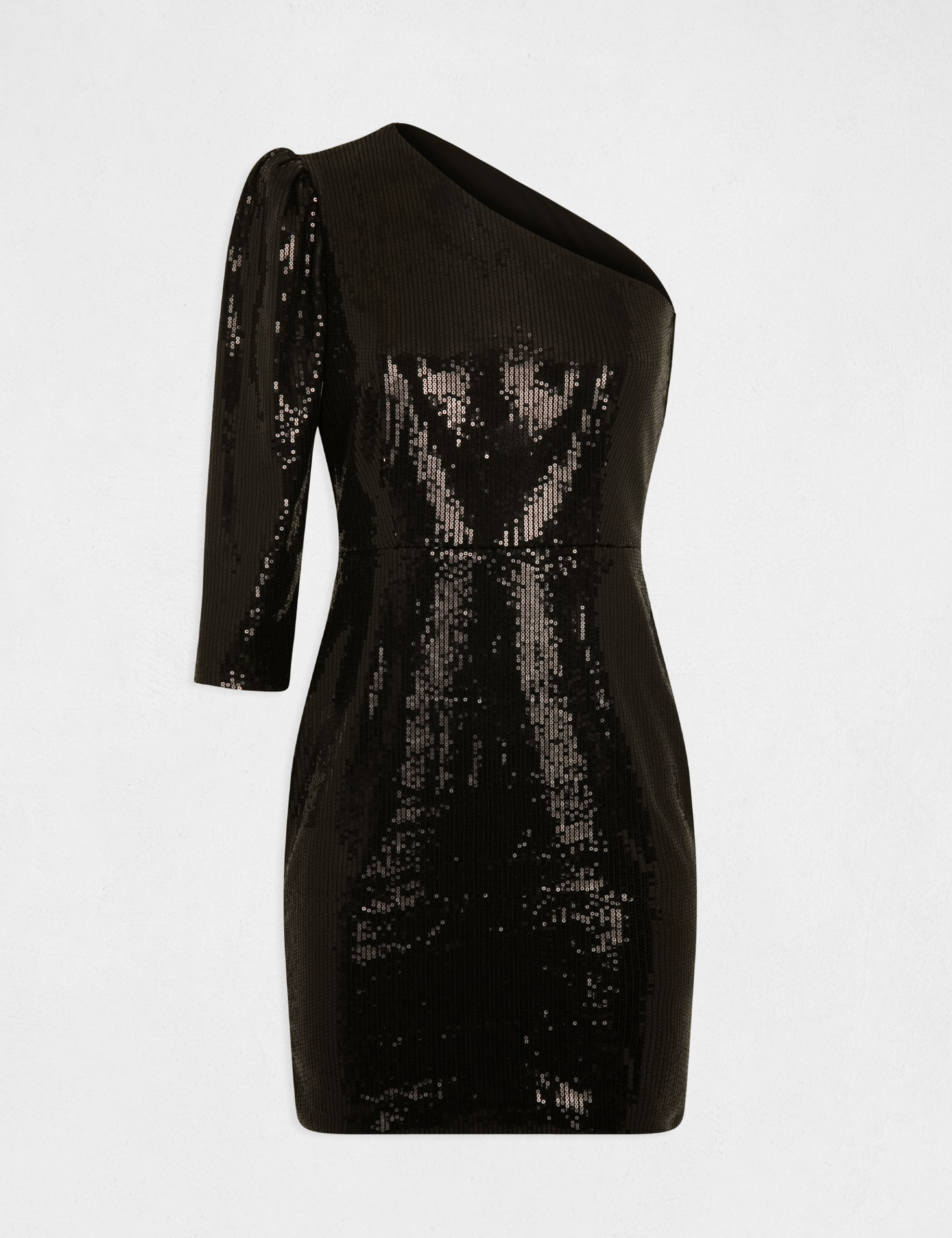 Robe ajustée asymétrique à sequins noir femme Robe ajustée asymétrique à sequins noir femme