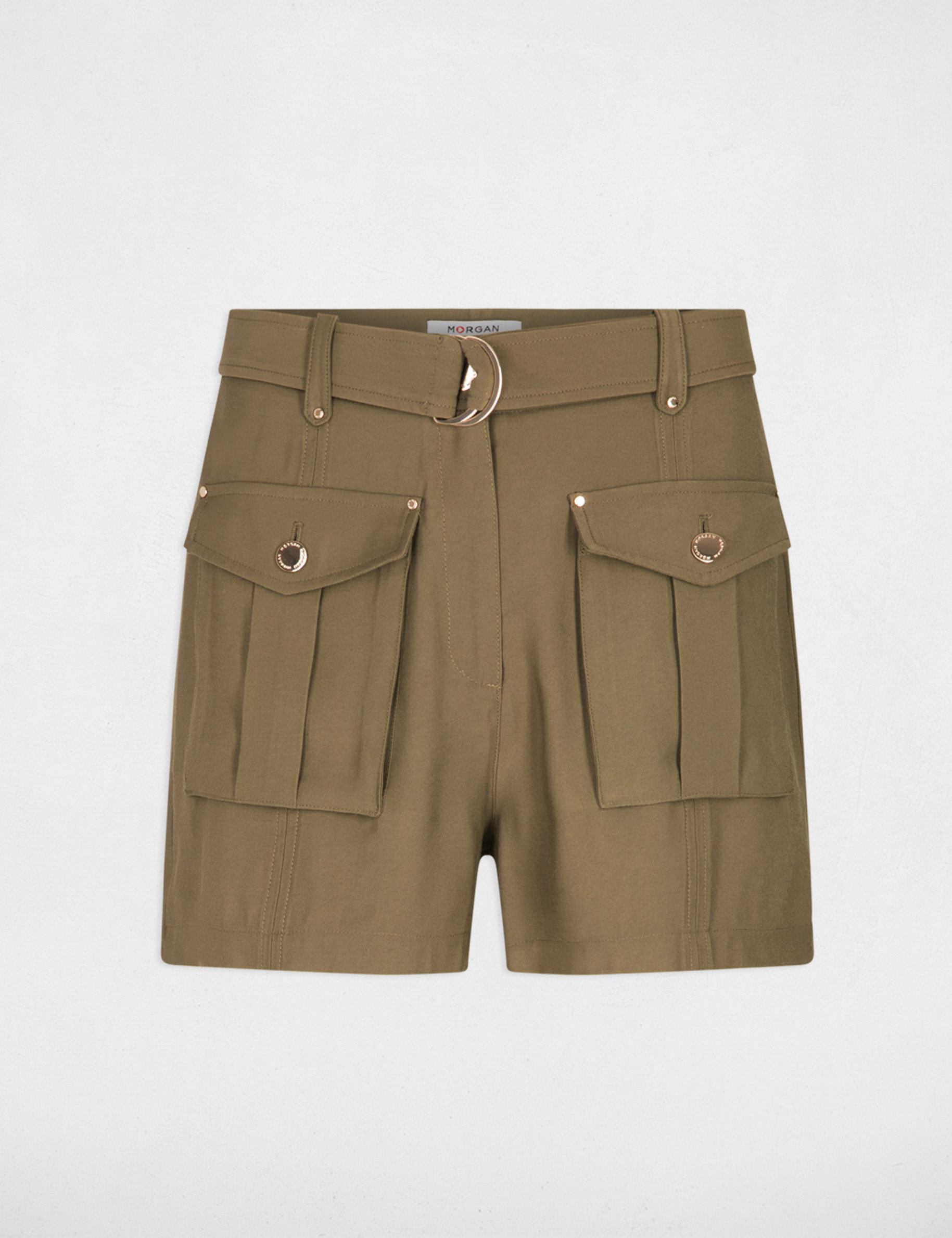 Short ajuste avec poches vert kaki femme Morgan