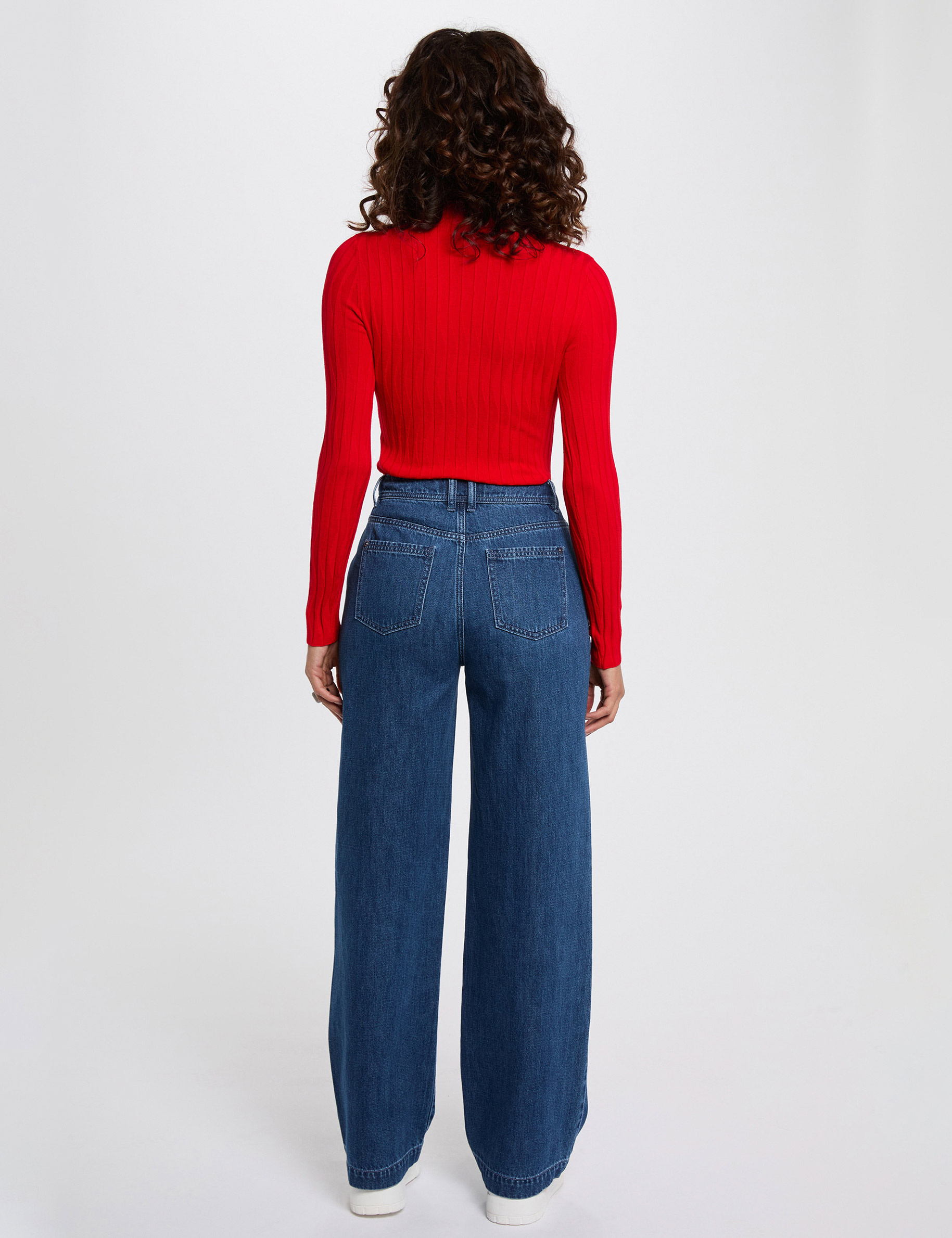 Pull col montant rouge femme