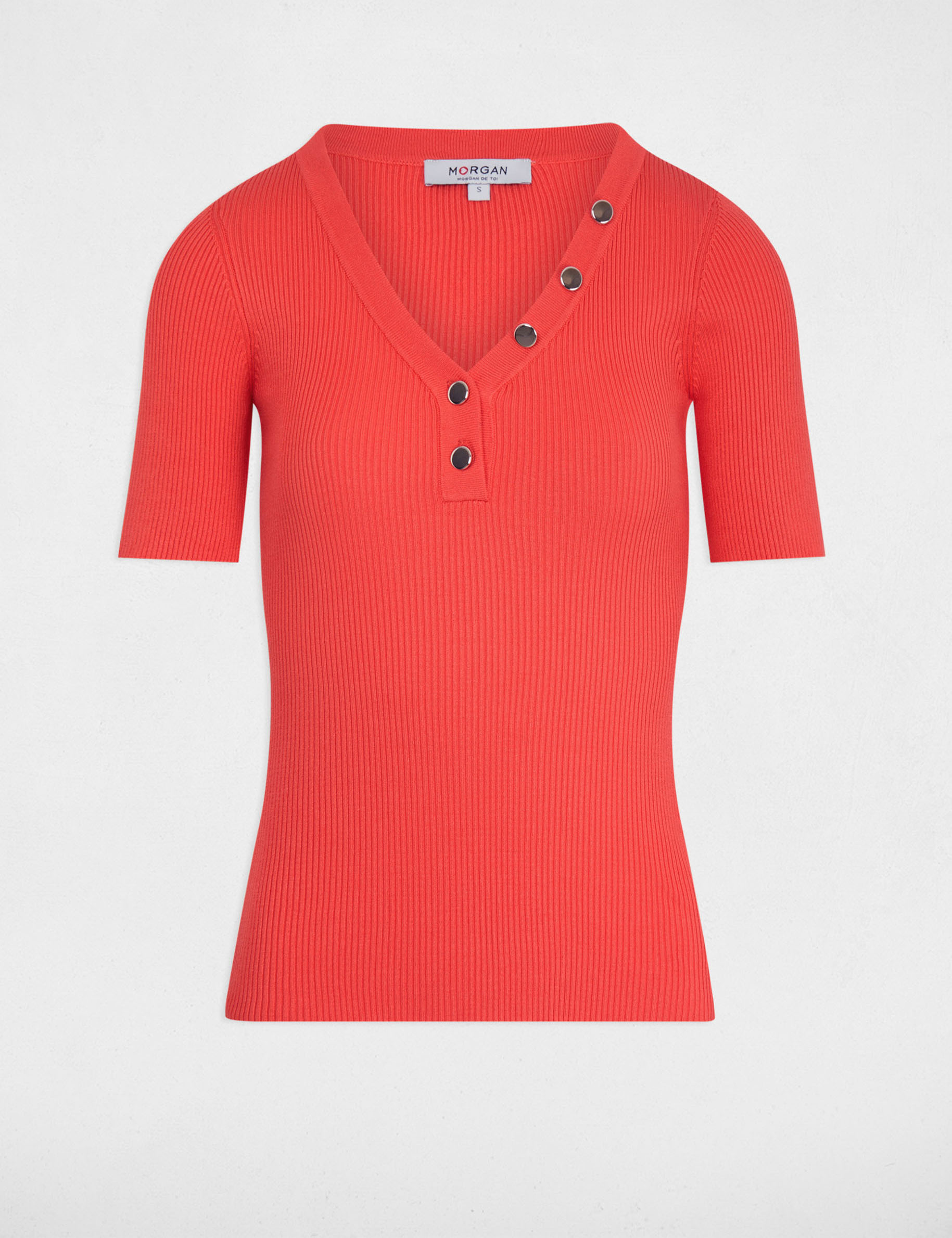 Haut Manches Courtes DressBarn Orange/rouille Taille M - Col V En Polyester - Occasion Très Bon état