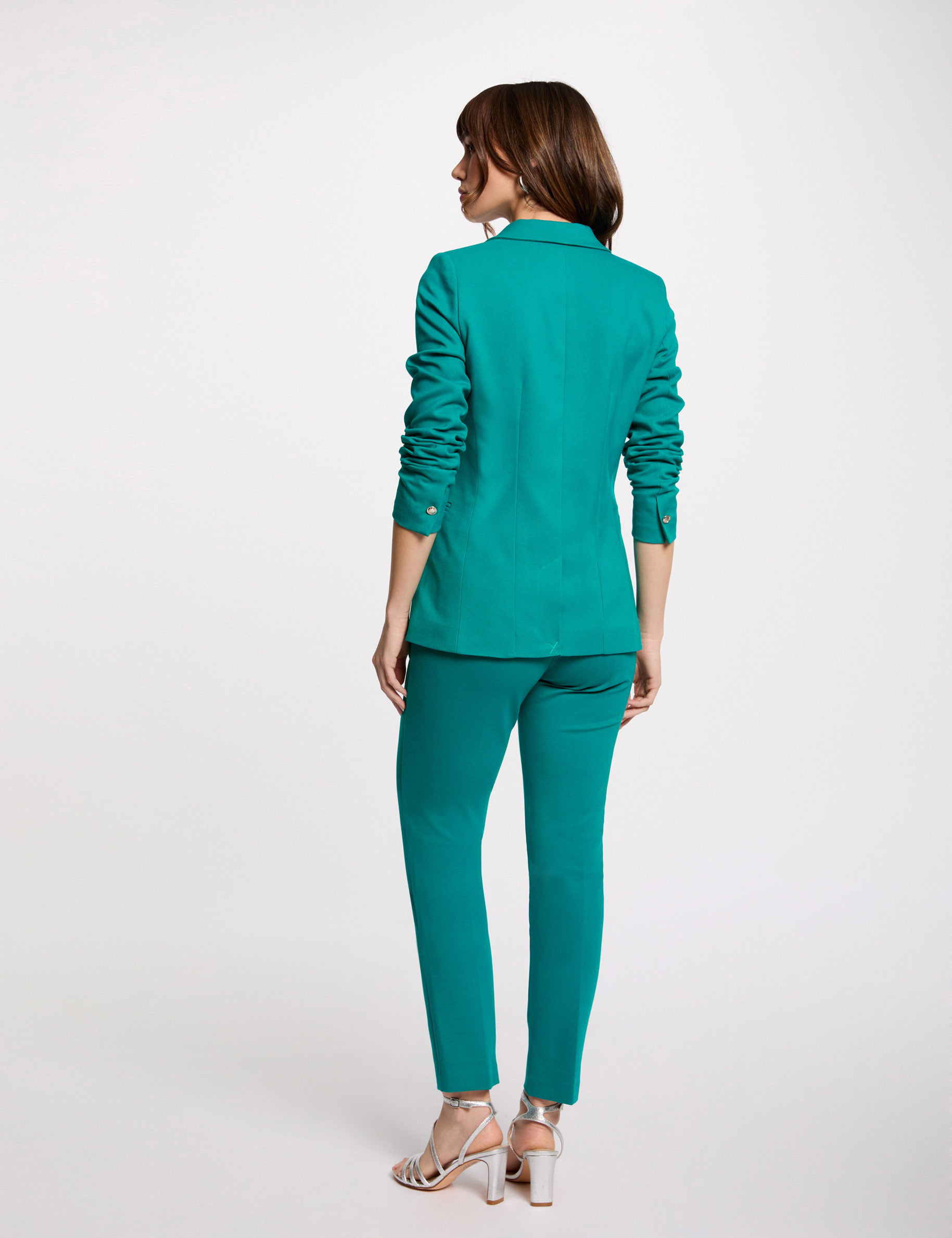 blazer cintre boutonne bleu turquoise femme Blazer cintré boutonné bleu turquoise femme