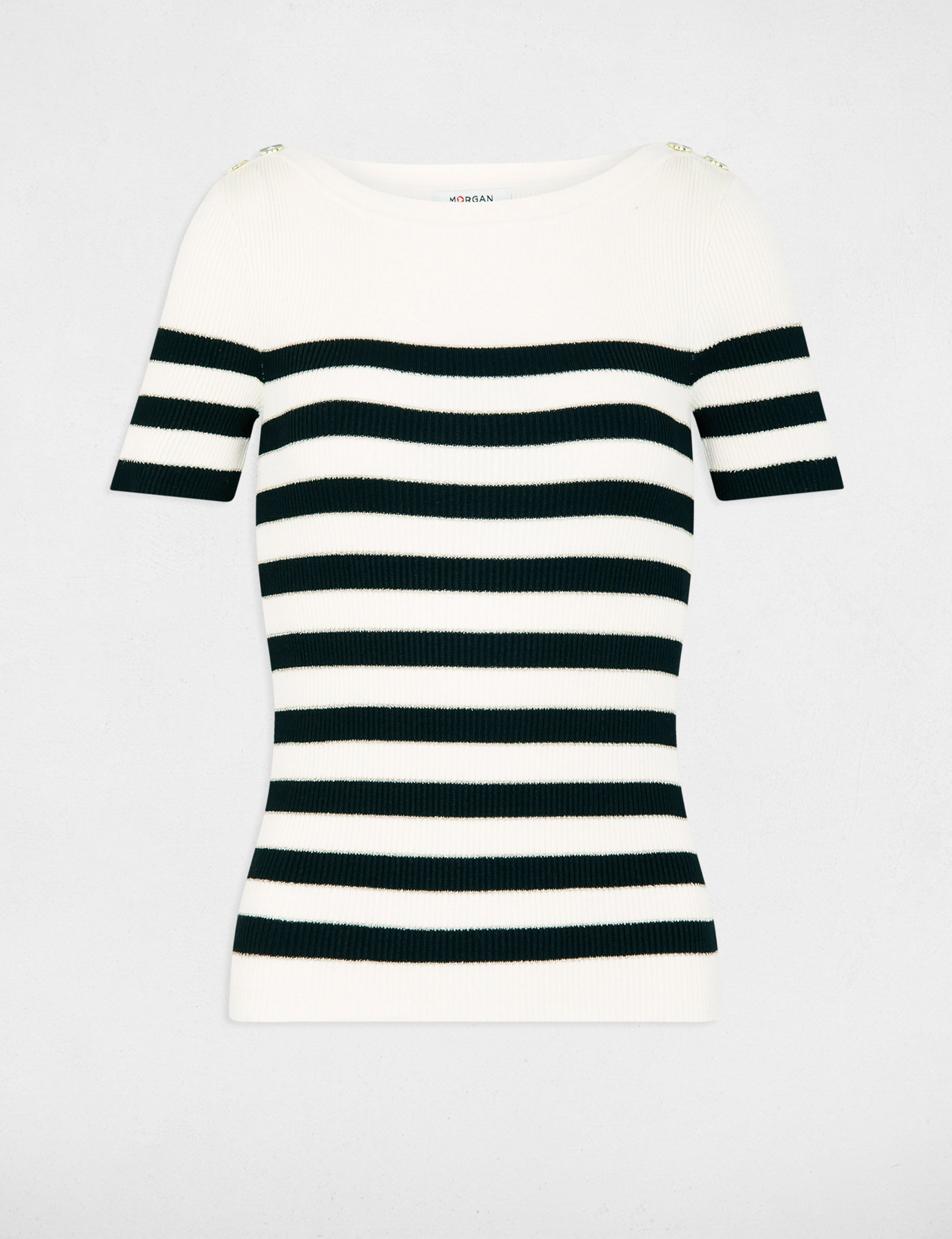 pull col rond a rayures ivoire femme Pull col rond à rayures ivoire femme