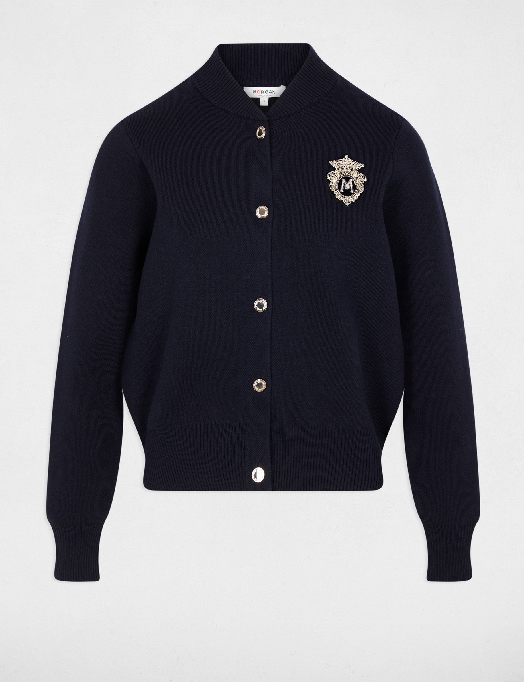 Veste col teddy bleu marine femme