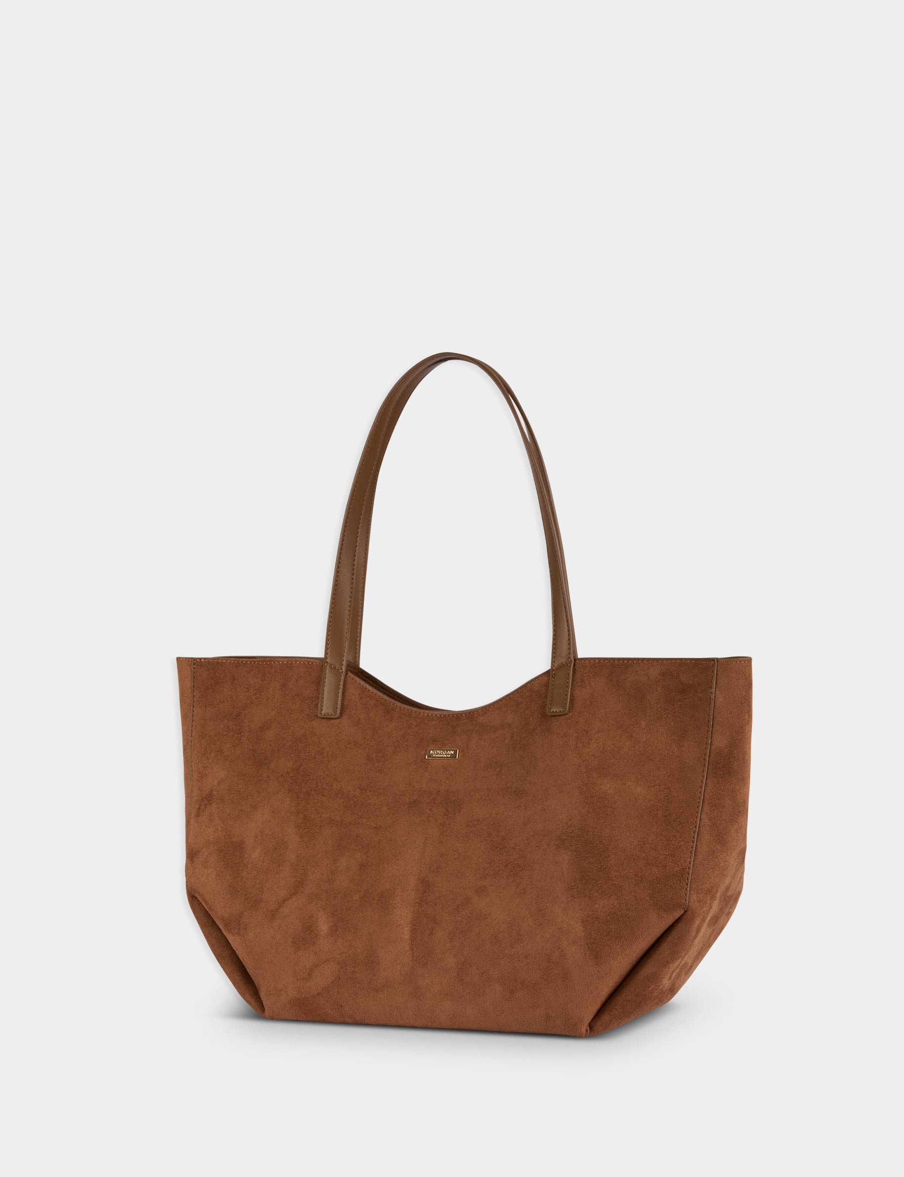 Sac cabas su&eacute;dine marron cognac femme