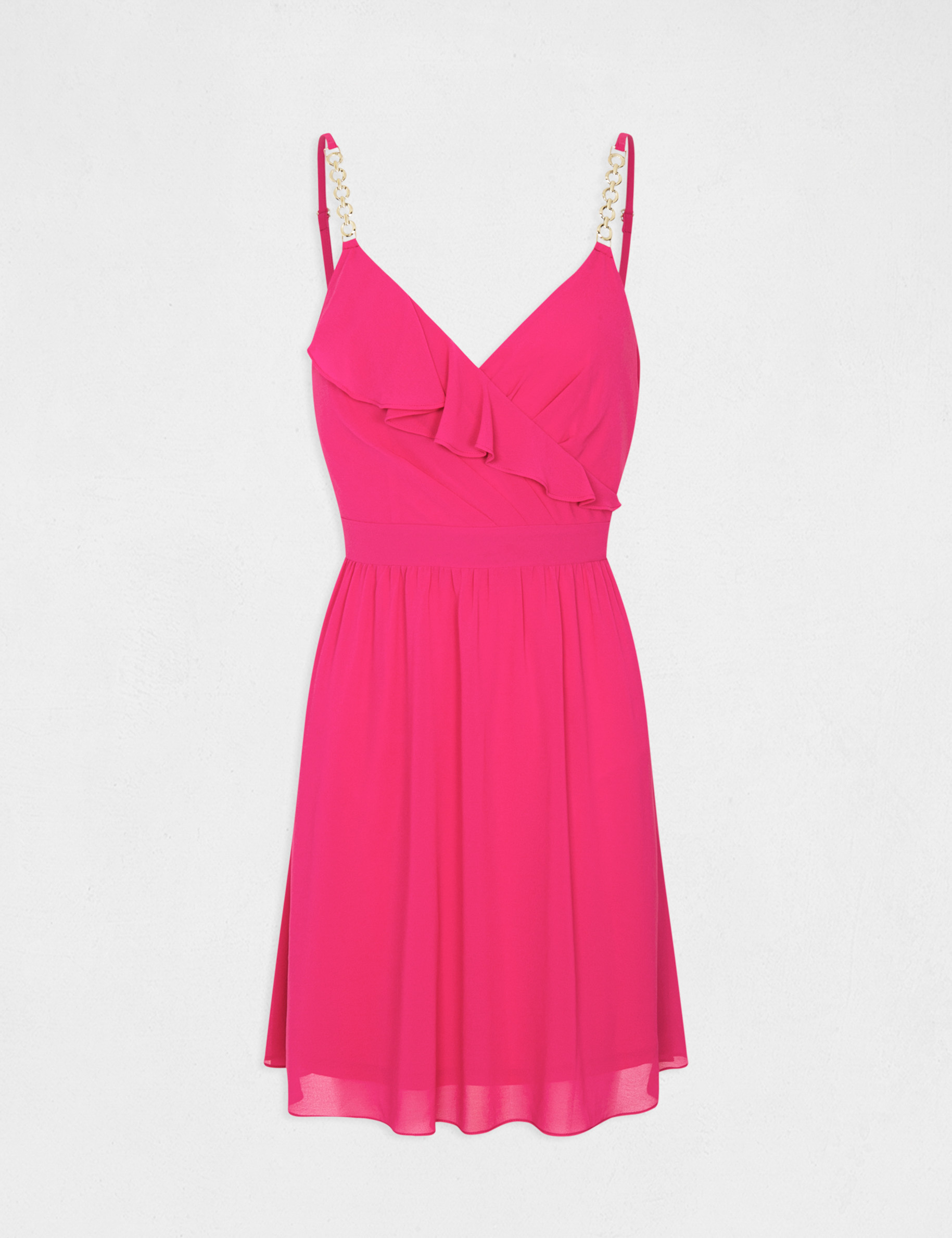 Robe patineuse avec col cache-coeur rose fonce femme Robe patineuse avec col cache-coeur rose fonce femme