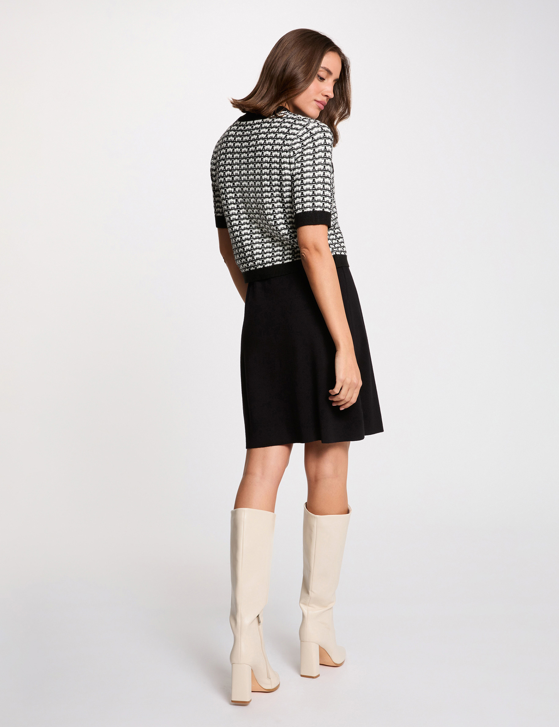 Robe tricot effet 2-en-1 noir femme