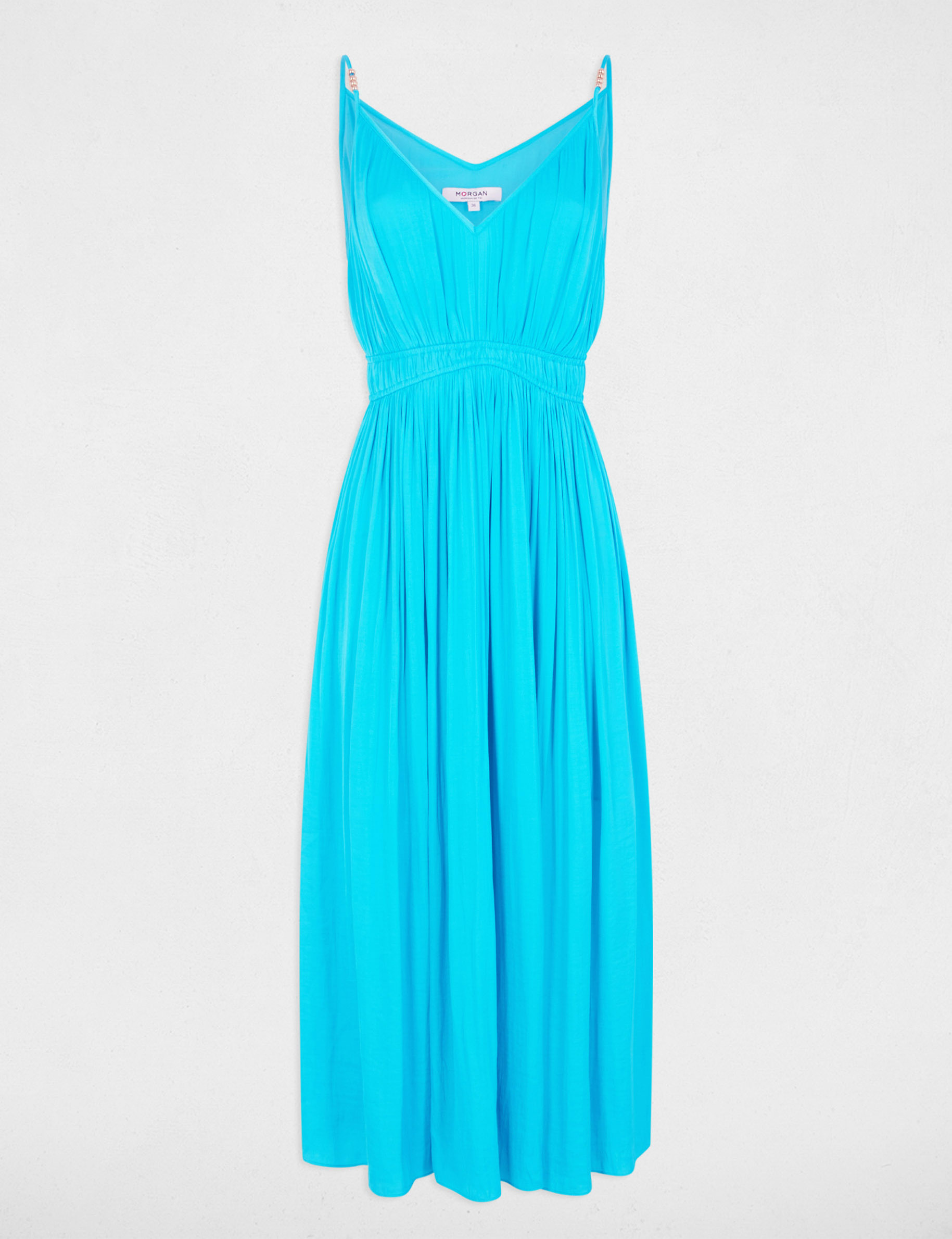 robe midi droite plissee bleu ciel femme Robe midi droite plissée bleu ciel femme