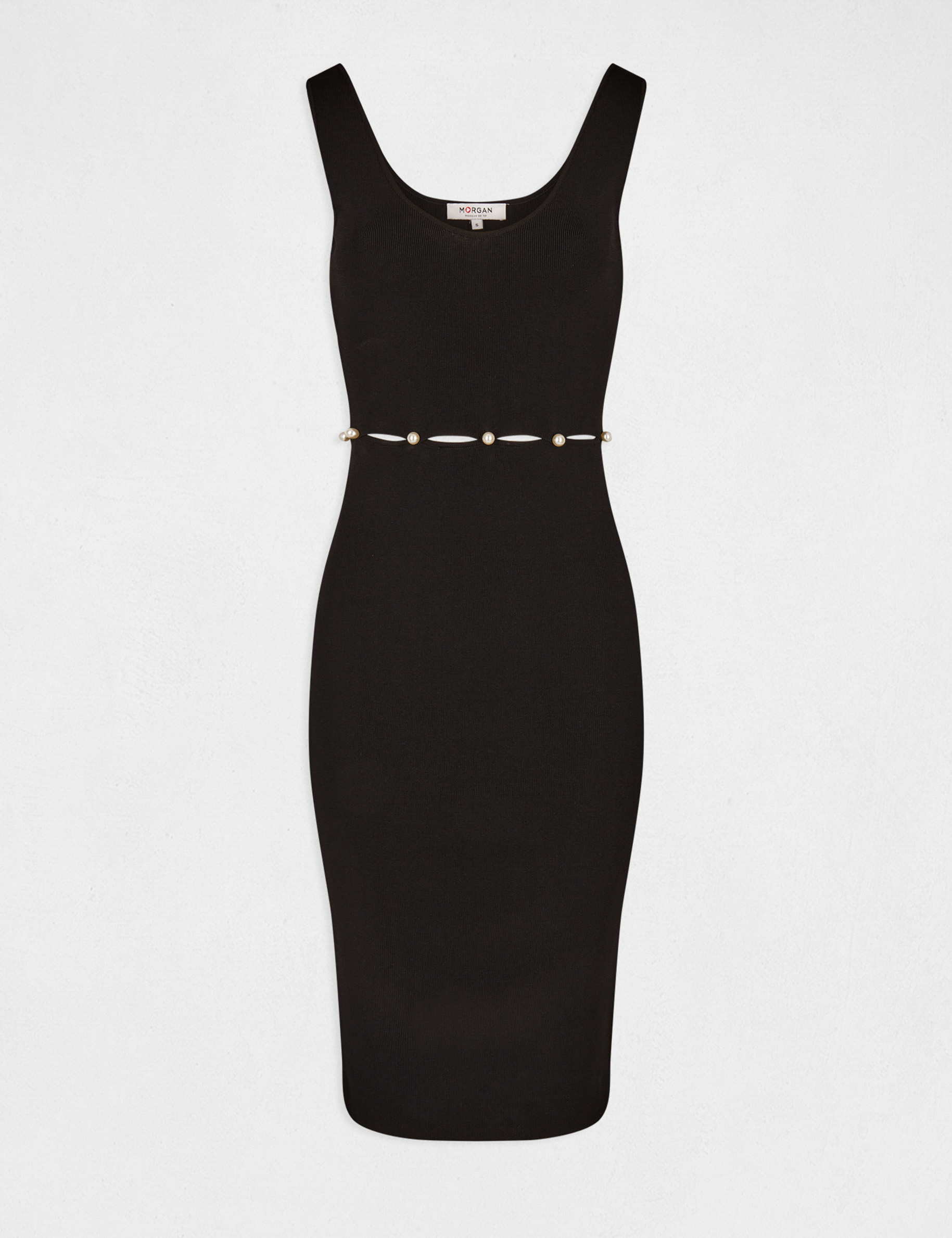 robe pull ajustee avec perles noir femme Robe pull ajustée avec perles noir femme