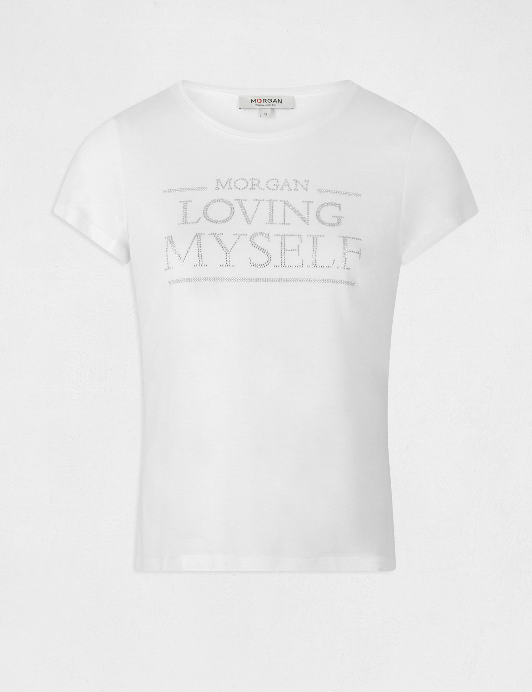 T-shirt manches courtes à inscription ecru femme T-shirt manches courtes à inscription ecru femme