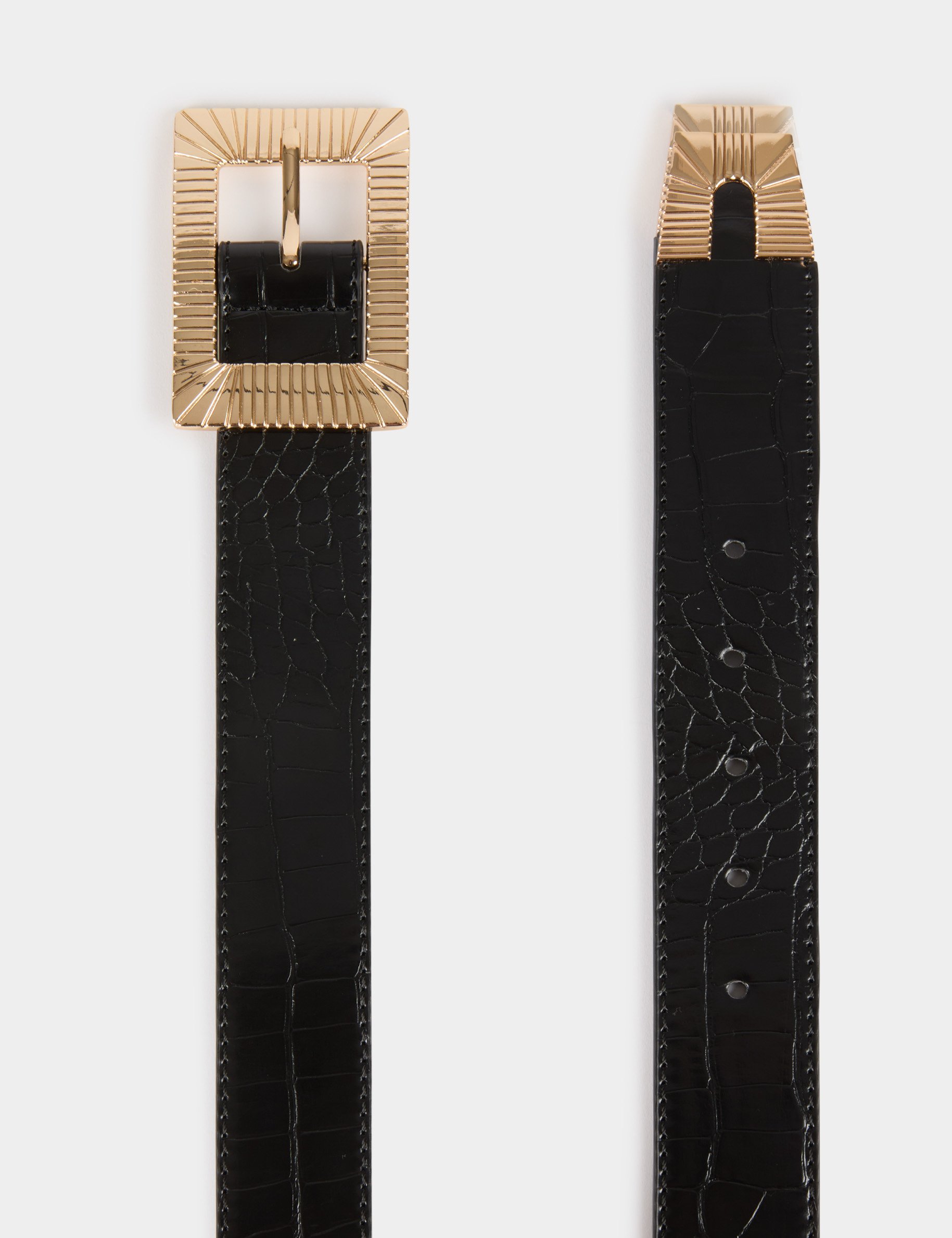 ceinture aspect croco noir femme Ceinture aspect croco noir femme