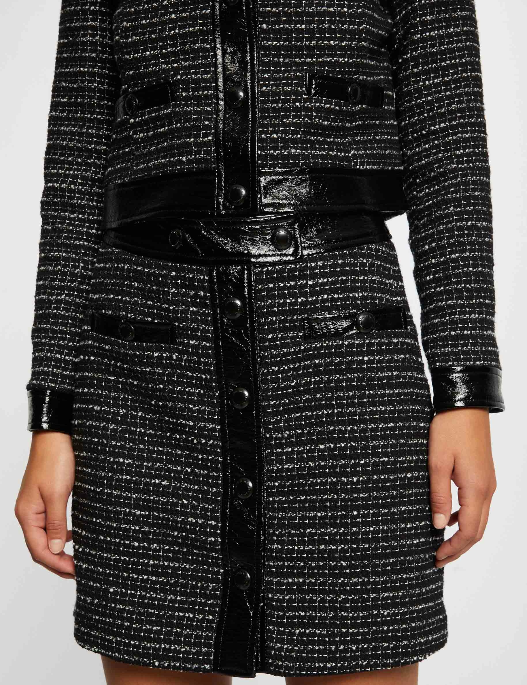 jupe droite boutonne details vinyle noir femme Jupe droite boutonné détails vinyle noir femme