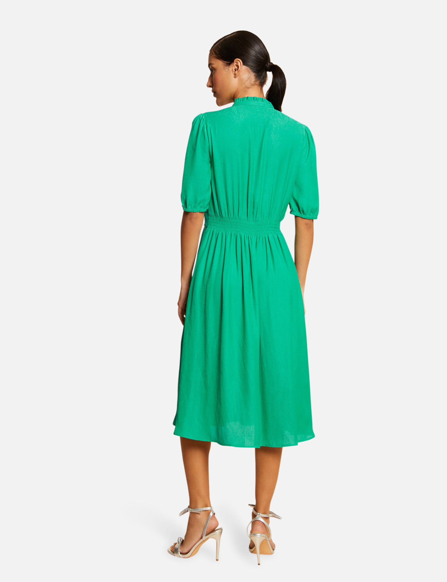 Robe midi évasée imprimé cachemire vert moyen femme Robe midi évasée imprimé cachemire vert moyen femme