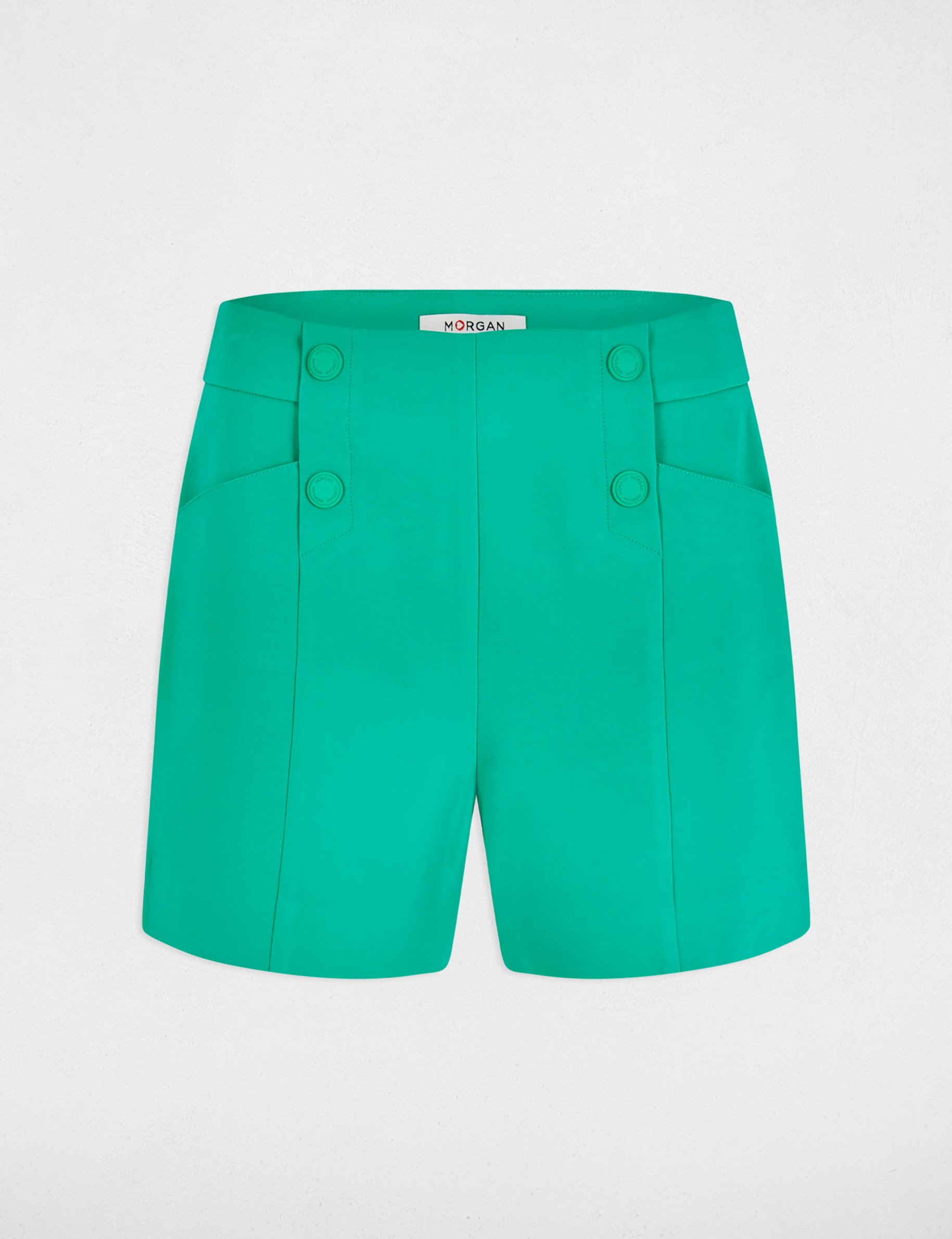 short droit a pinces vert emeraude femme Short droit à pinces vert émeraude femme