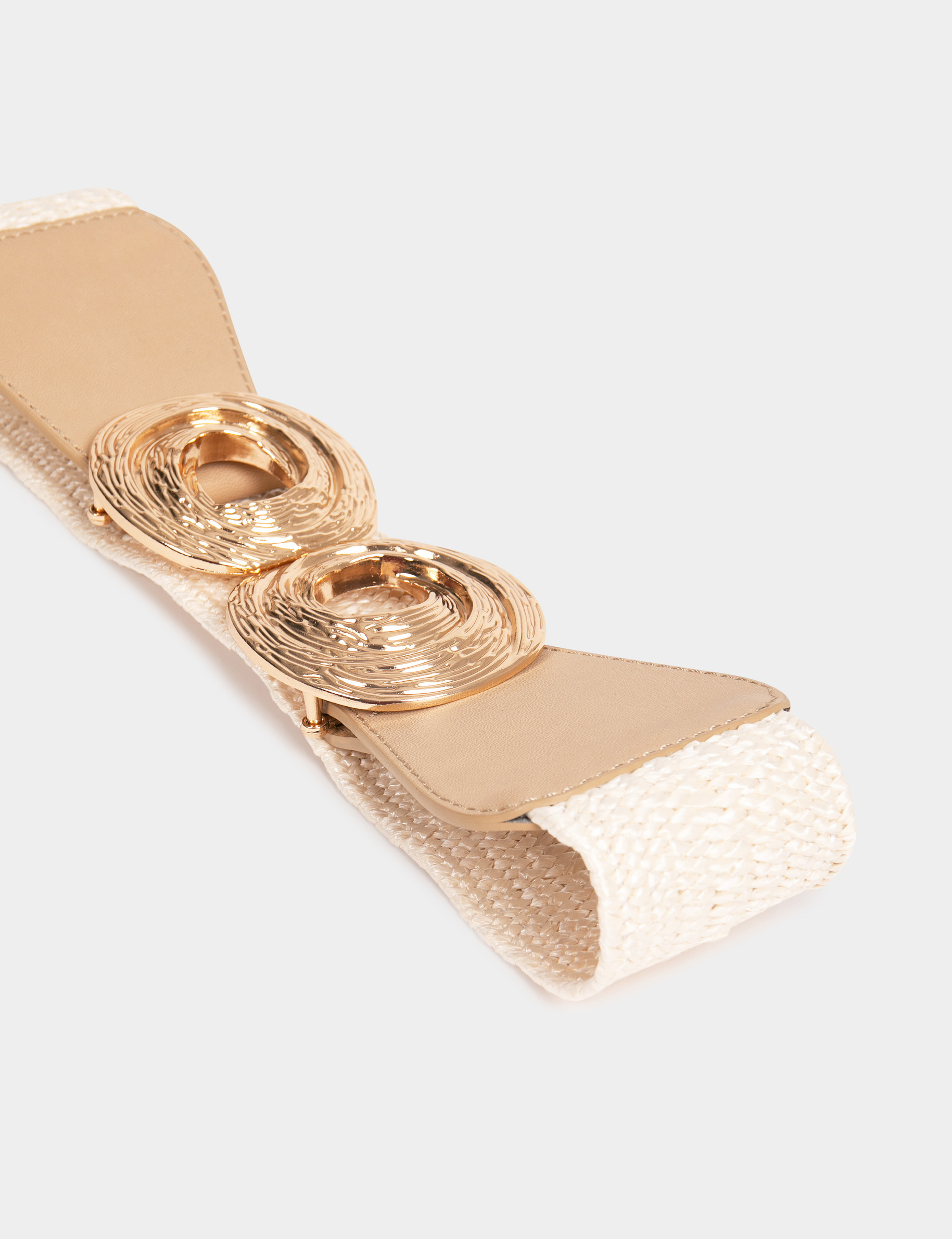 Ceinture élastiquée tressée beige femme Ceinture élastiquée tressée beige femme