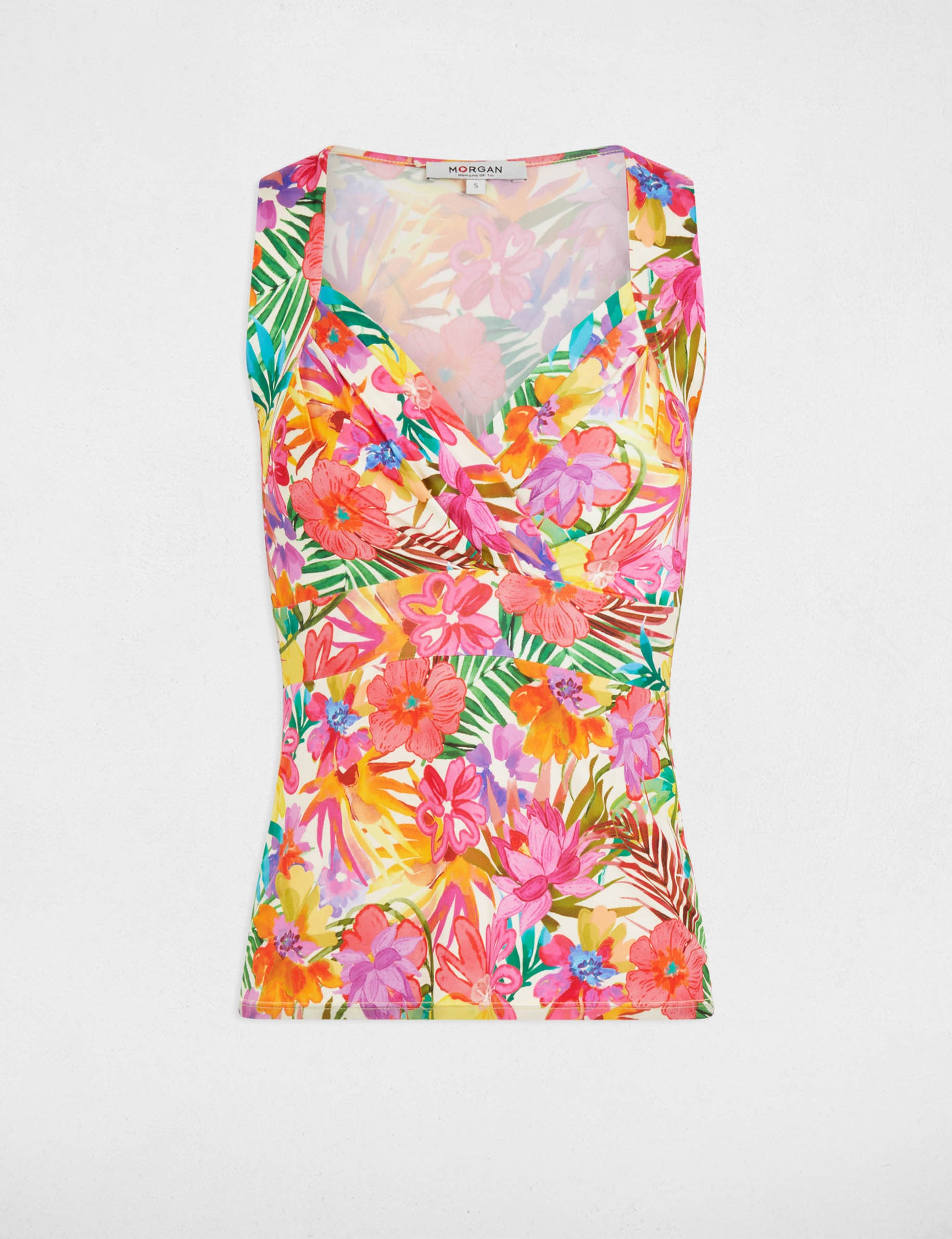 T-shirt ajust&eacute; col coeur multicolore femme