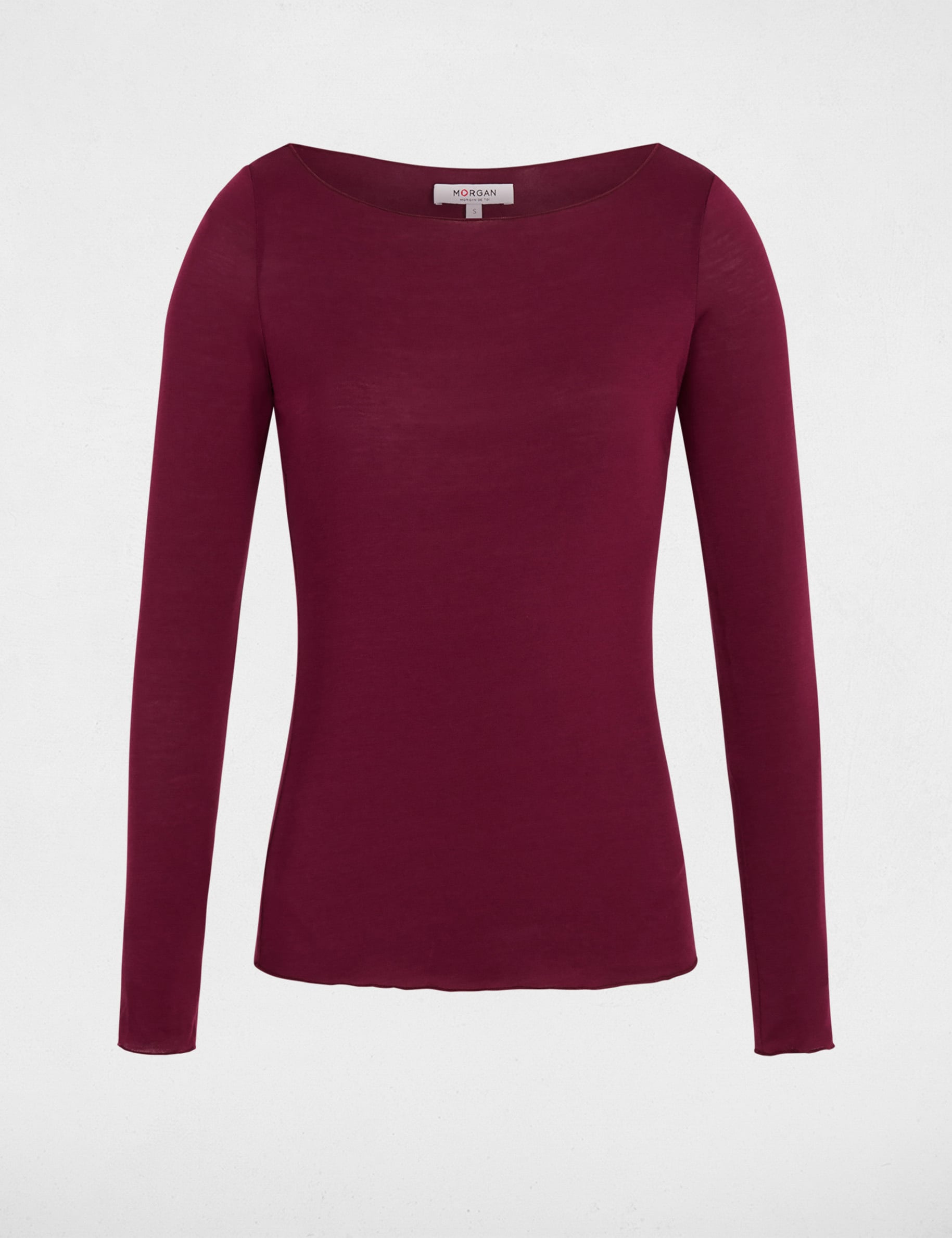 T-shirt manches longues prune femme