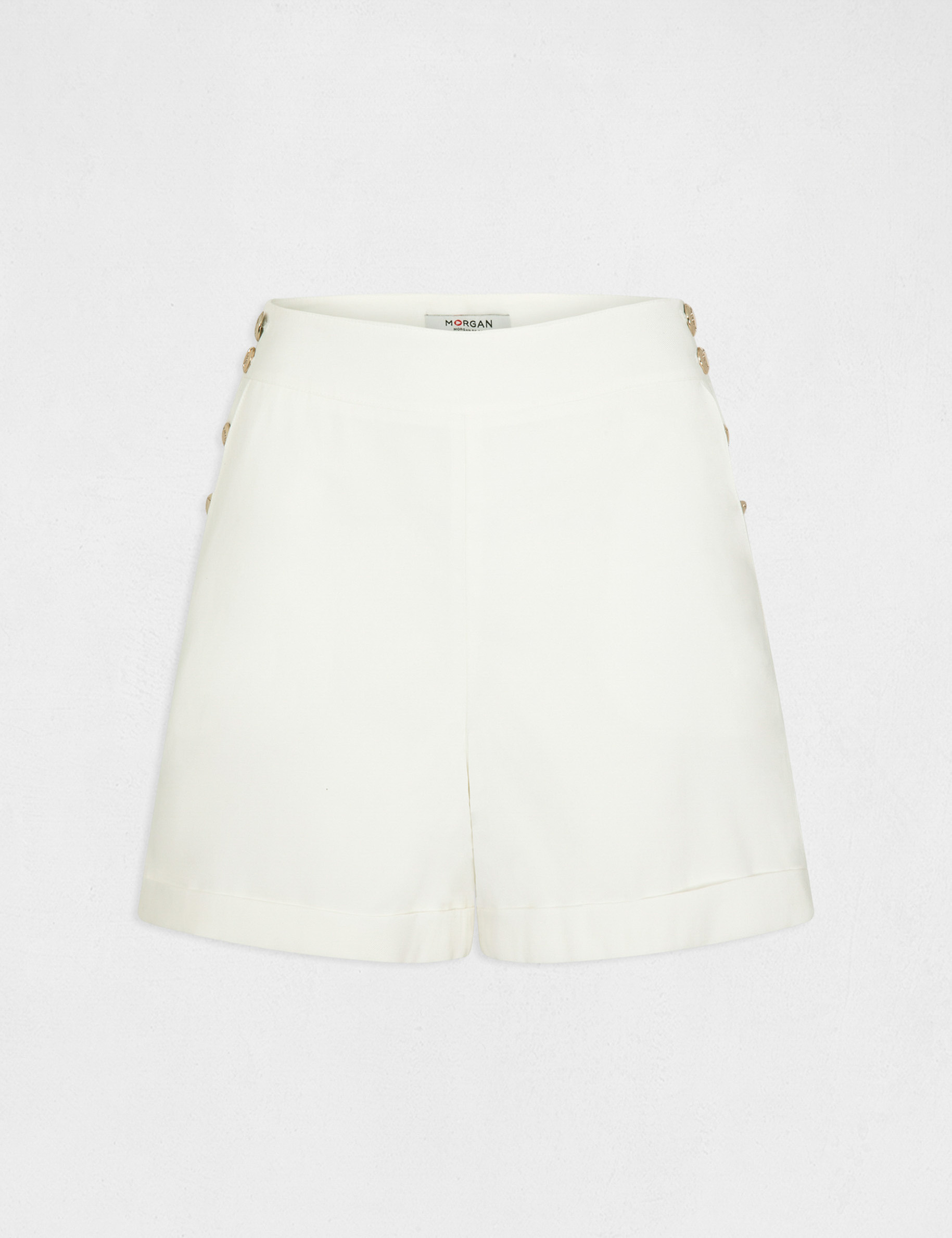 Short droit fluide à ponts ecru femme Short droit fluide à ponts ecru femme