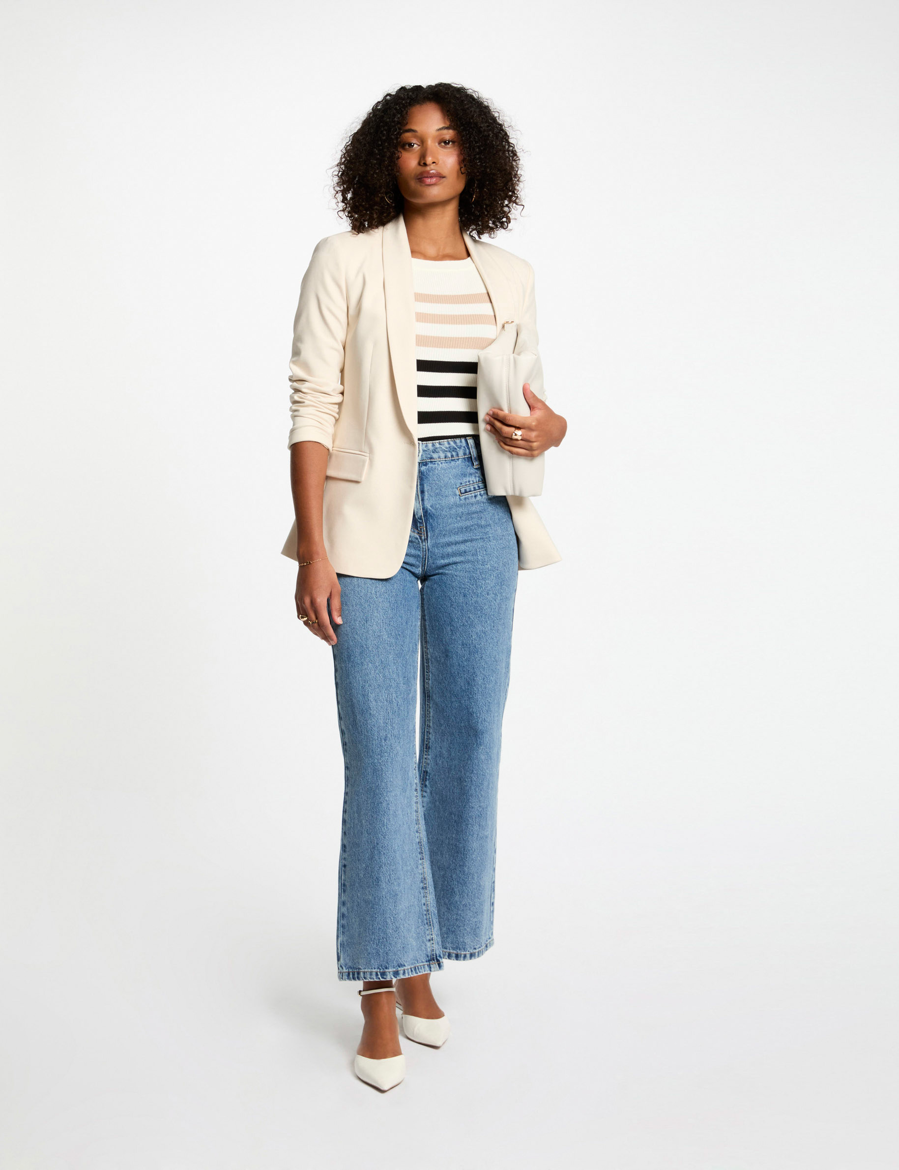 veste courte col chale ivoire femme Veste courte col châle ivoire femme