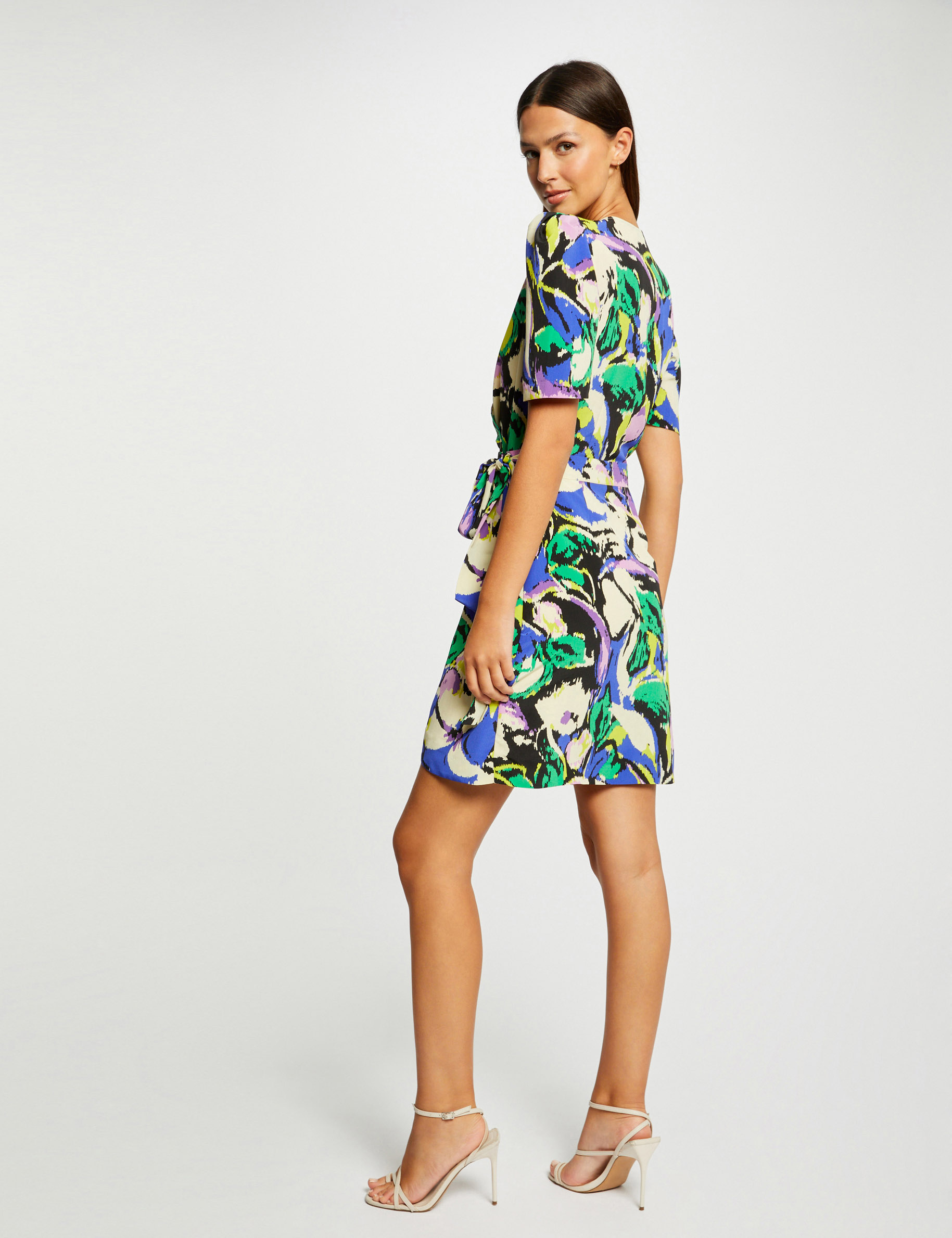 robe portefeuille imprime abstrait multico femme Robe portefeuille imprimé abstrait multico femme
