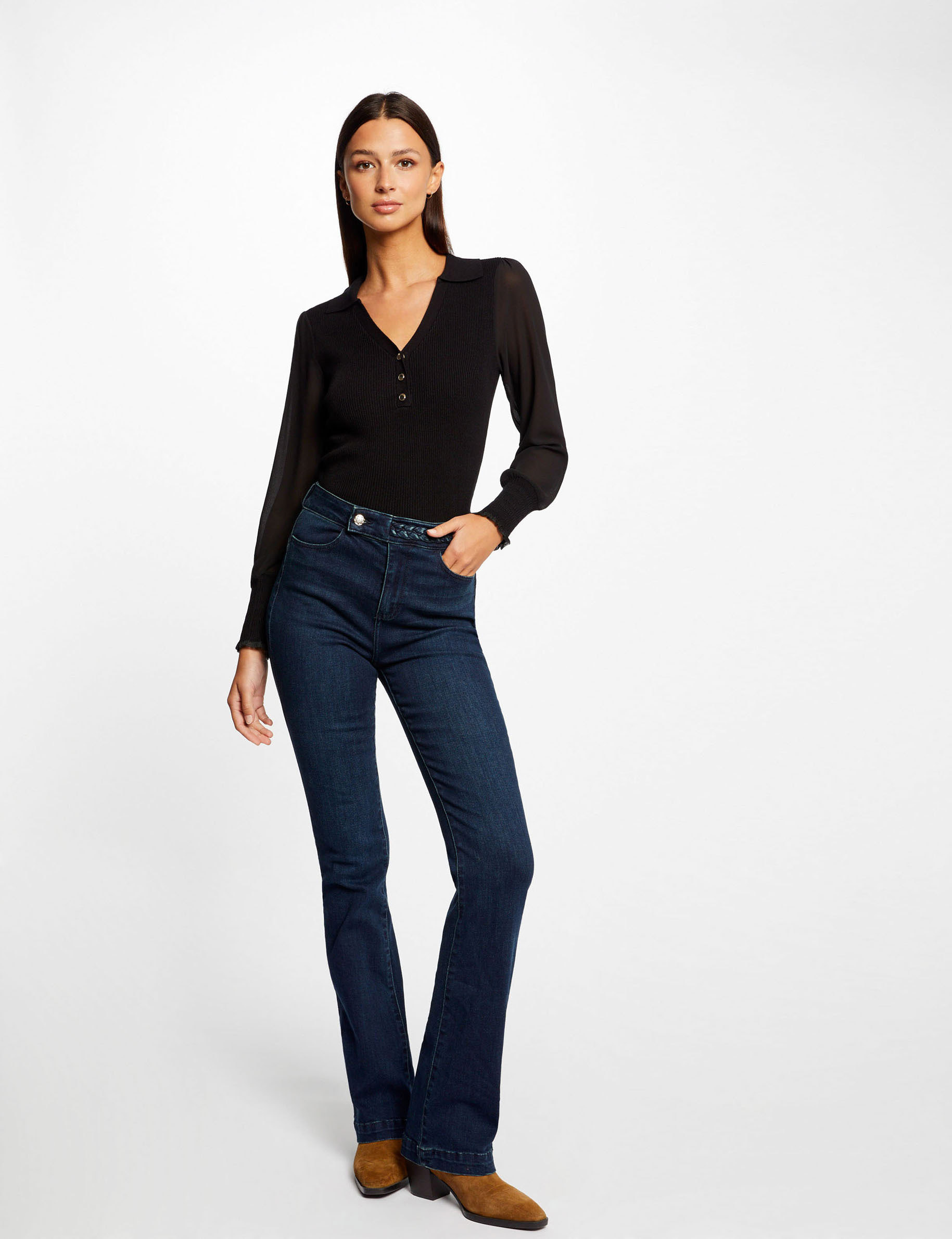 pull manches longues semi transparentes noir femme Pull manches longues semi-transparentes noir femme