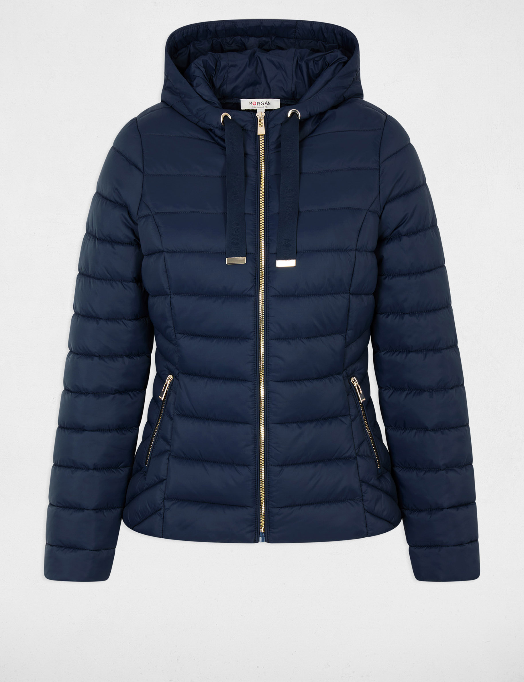 Doudoune col montant bleu marine femme