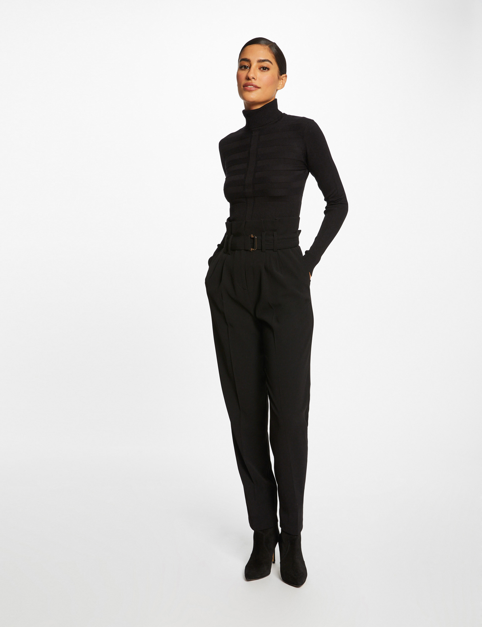 Pull manches longues col roulé noir femme Pull manches longues col roulé noir femme