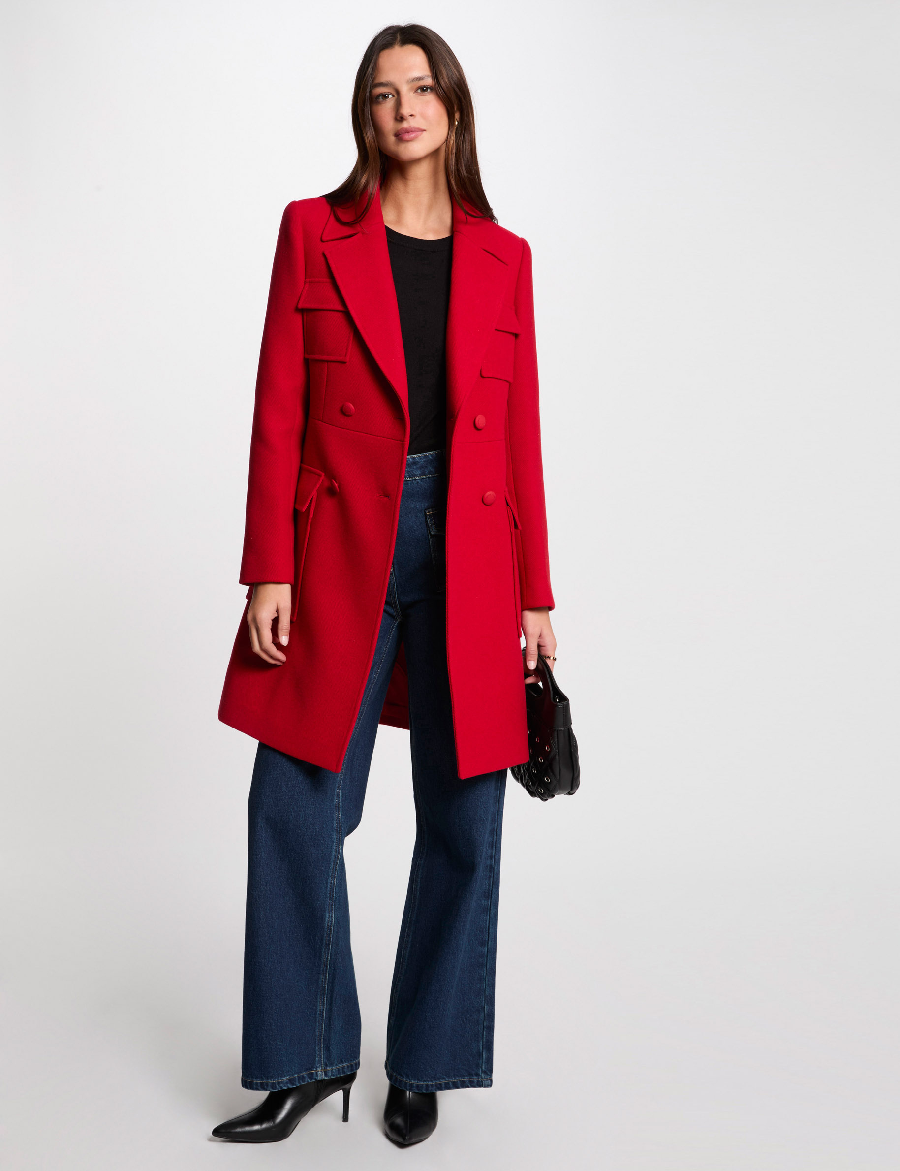 manteau long boutonne rouge femme Manteau long boutonné rouge femme