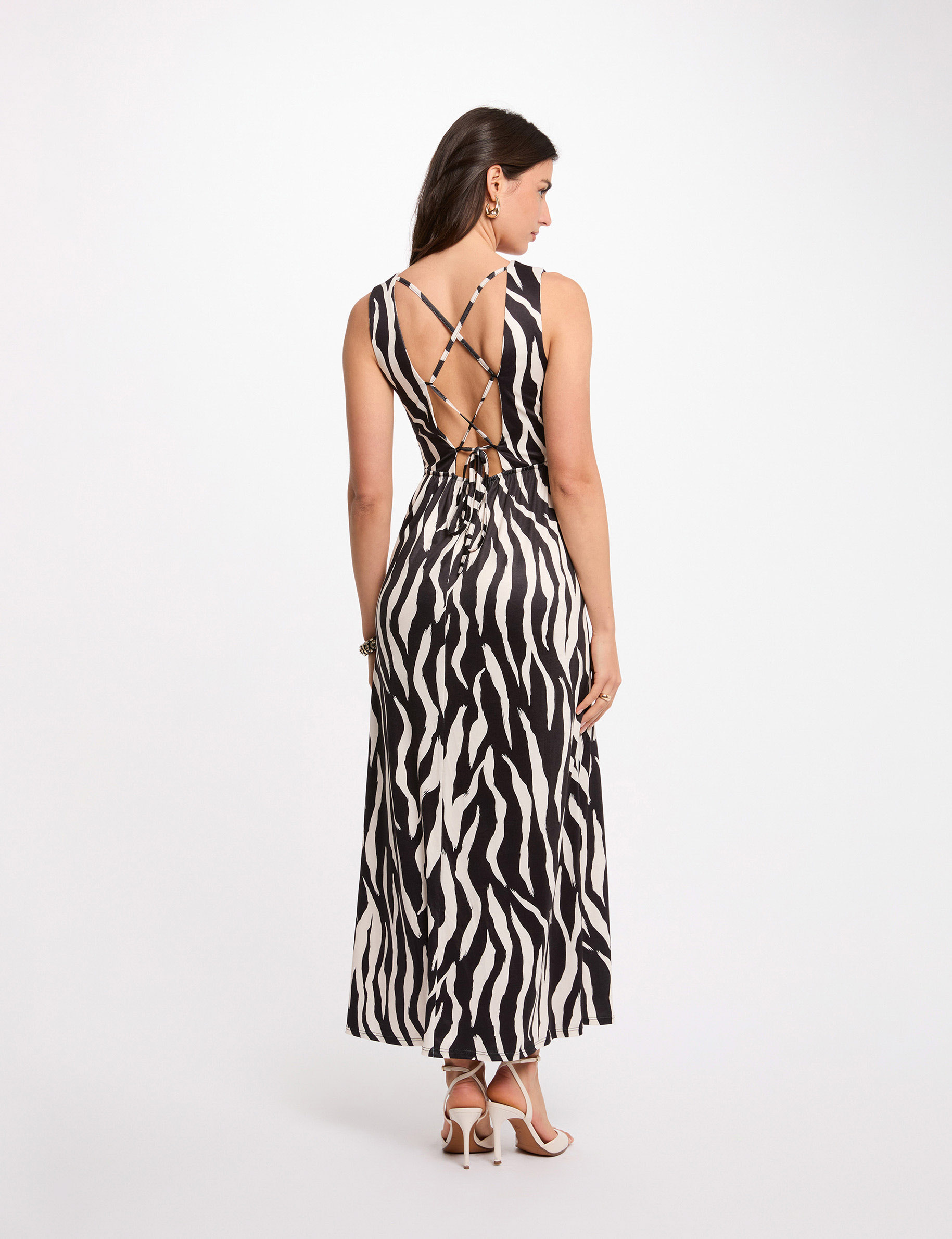 Robe longue d&eacute;collet&eacute; multicolore femme