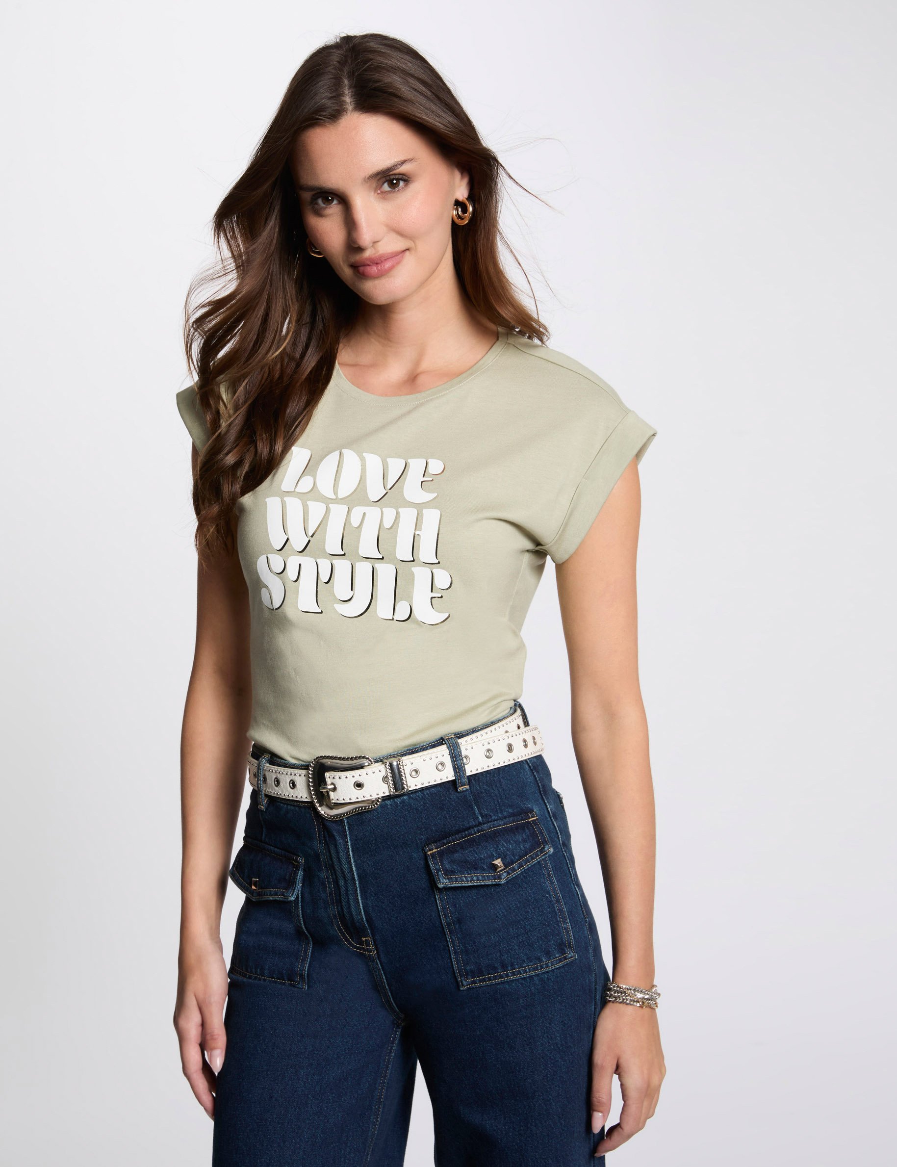t shirt a inscription vert clair femme T-shirt à inscription vert clair femme