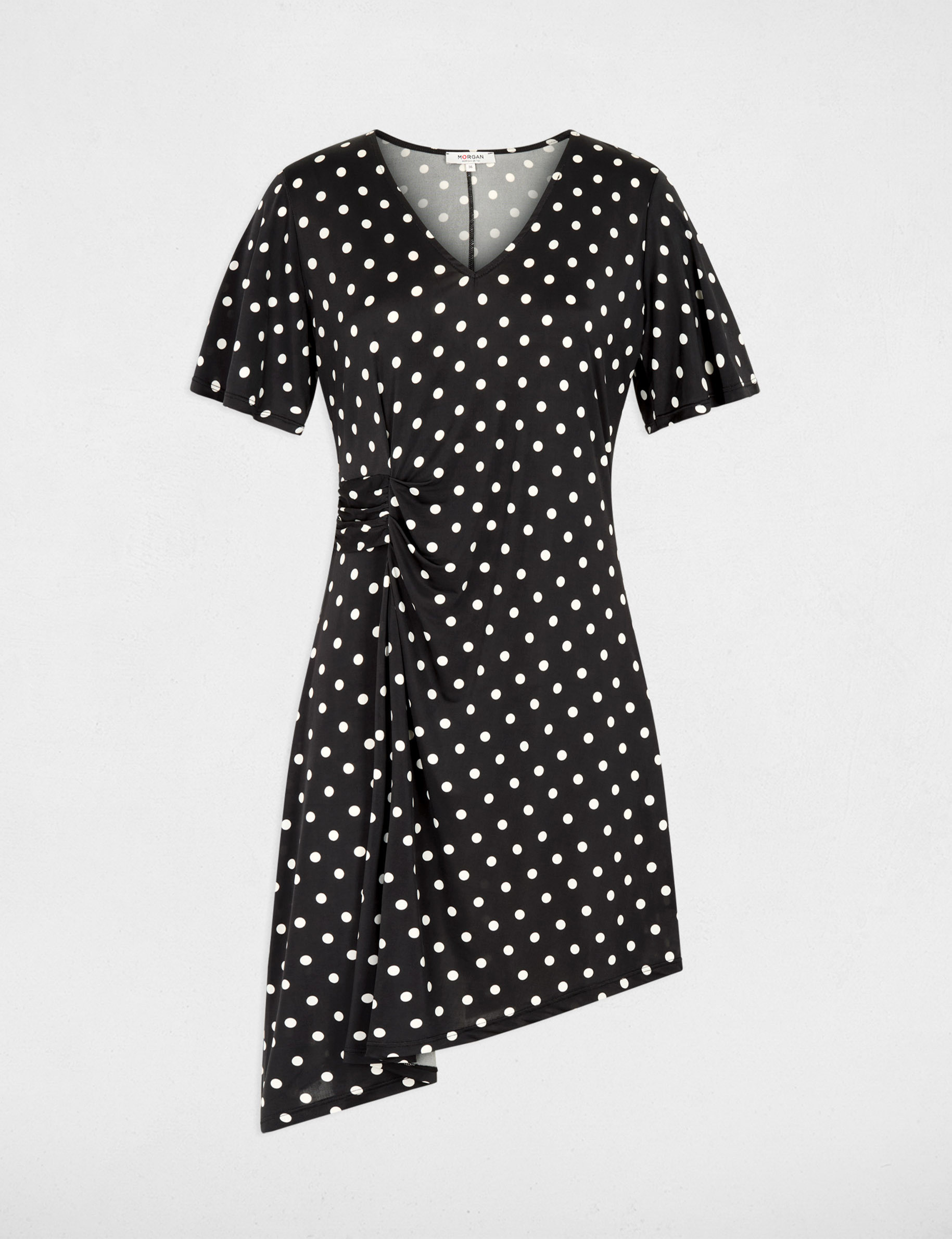 Robe asym&eacute;trique &agrave; pois multicolore femme