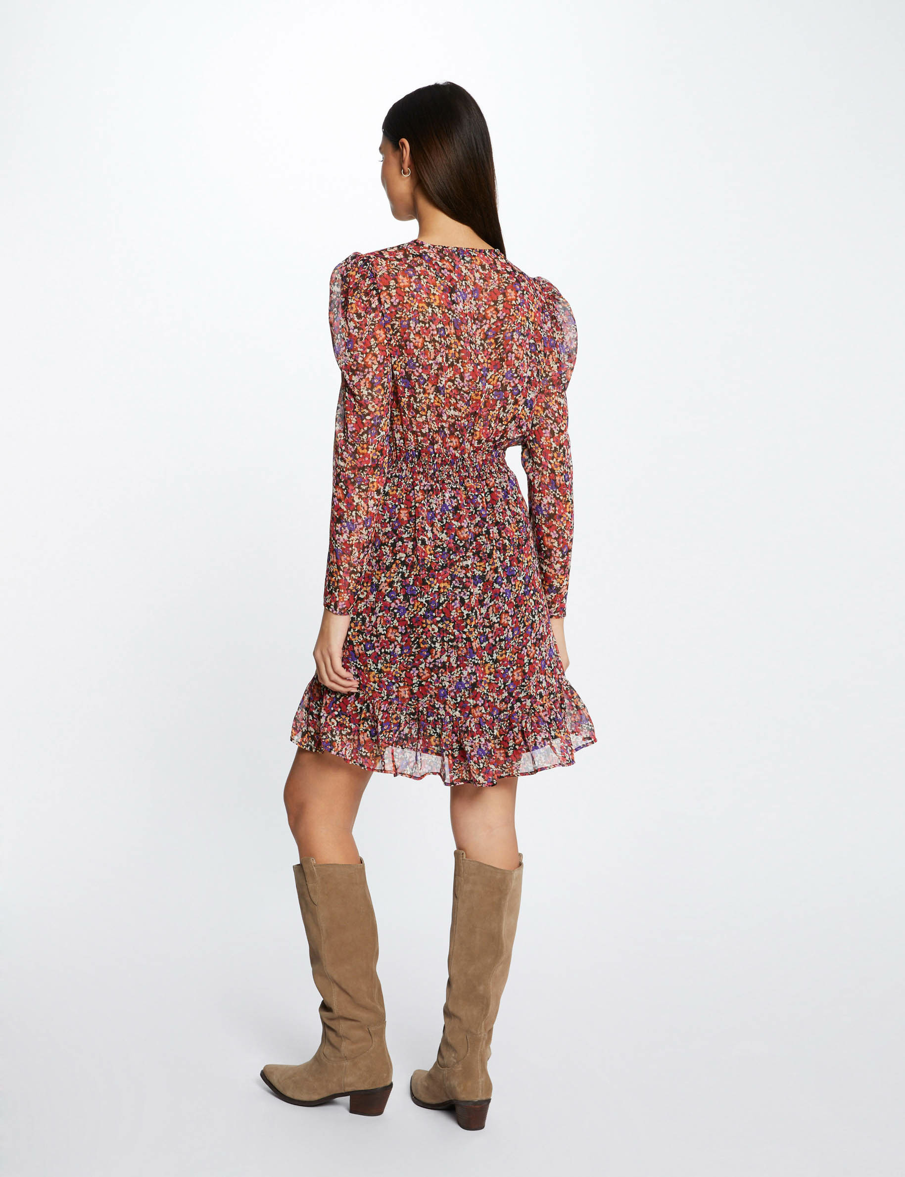 Robe droite fluide imprimé floral multico femme