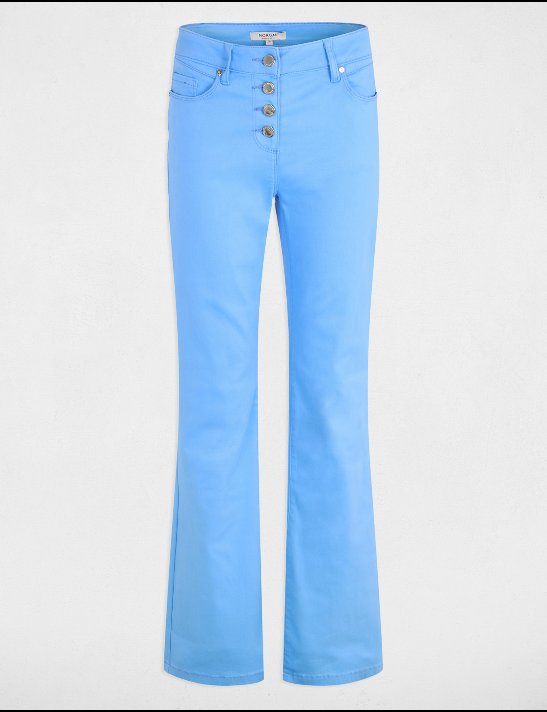 pantalon bootcut boutonne bleu femme Pantalon bootcut boutonné bleu femme
