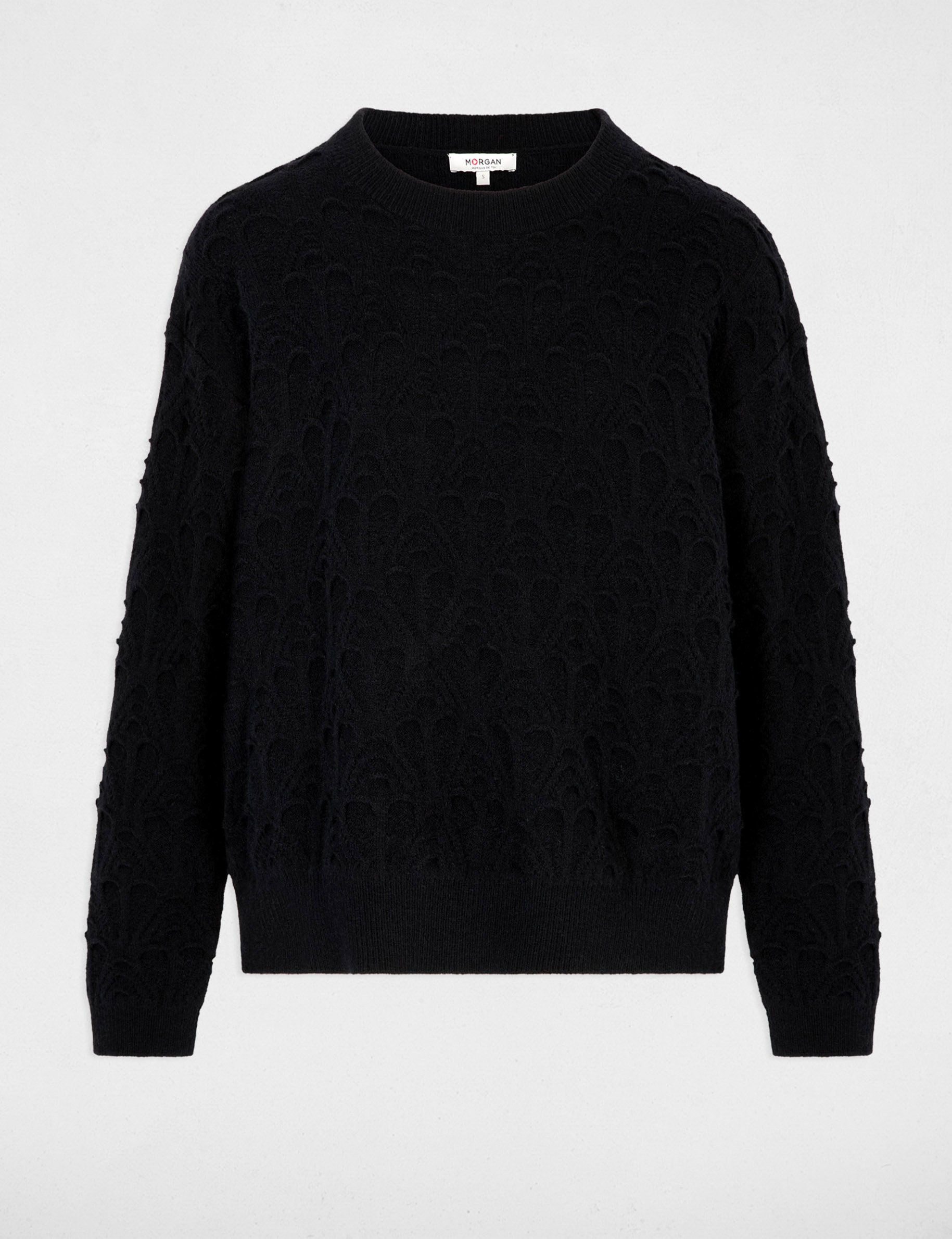 Pull col rond fantaisie noir femme