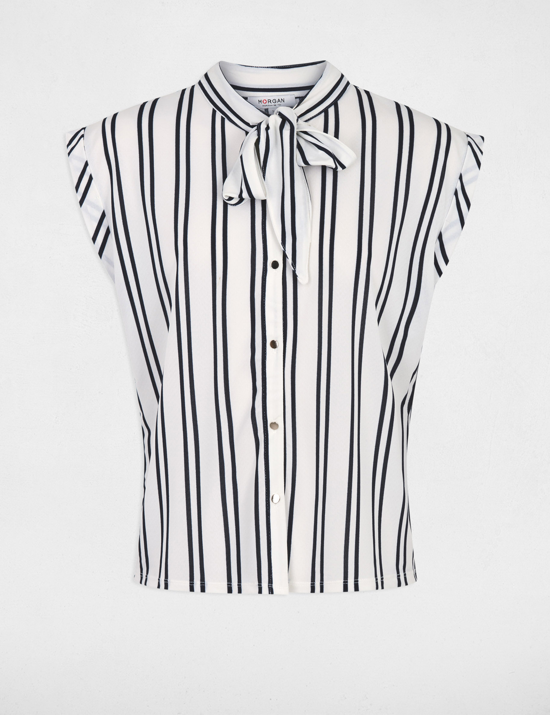 Chemise col lavalli&egrave;re blanc femme