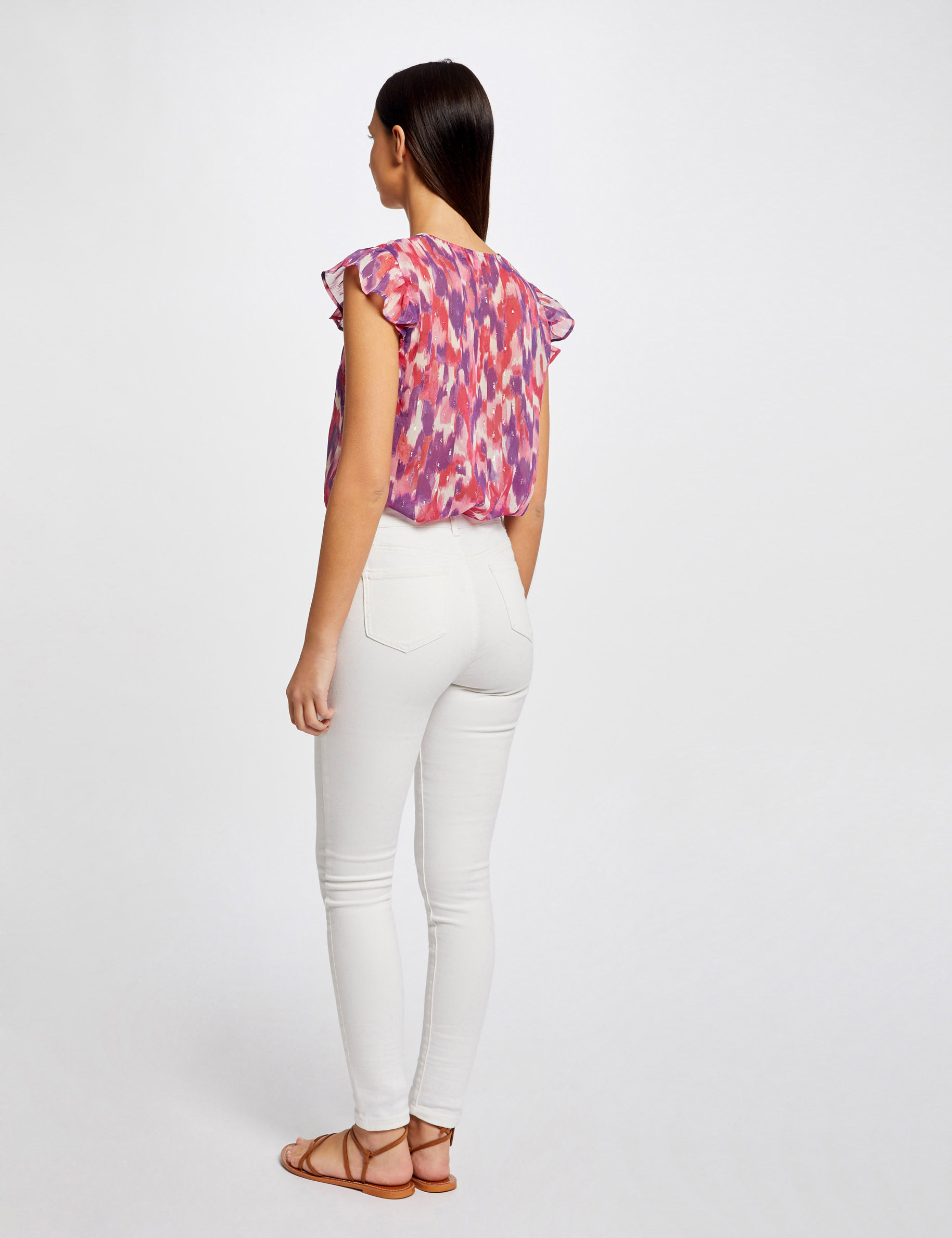 Blouse manches courtes imprimé abstrait multico femme Blouse manches courtes imprimé abstrait multico femme