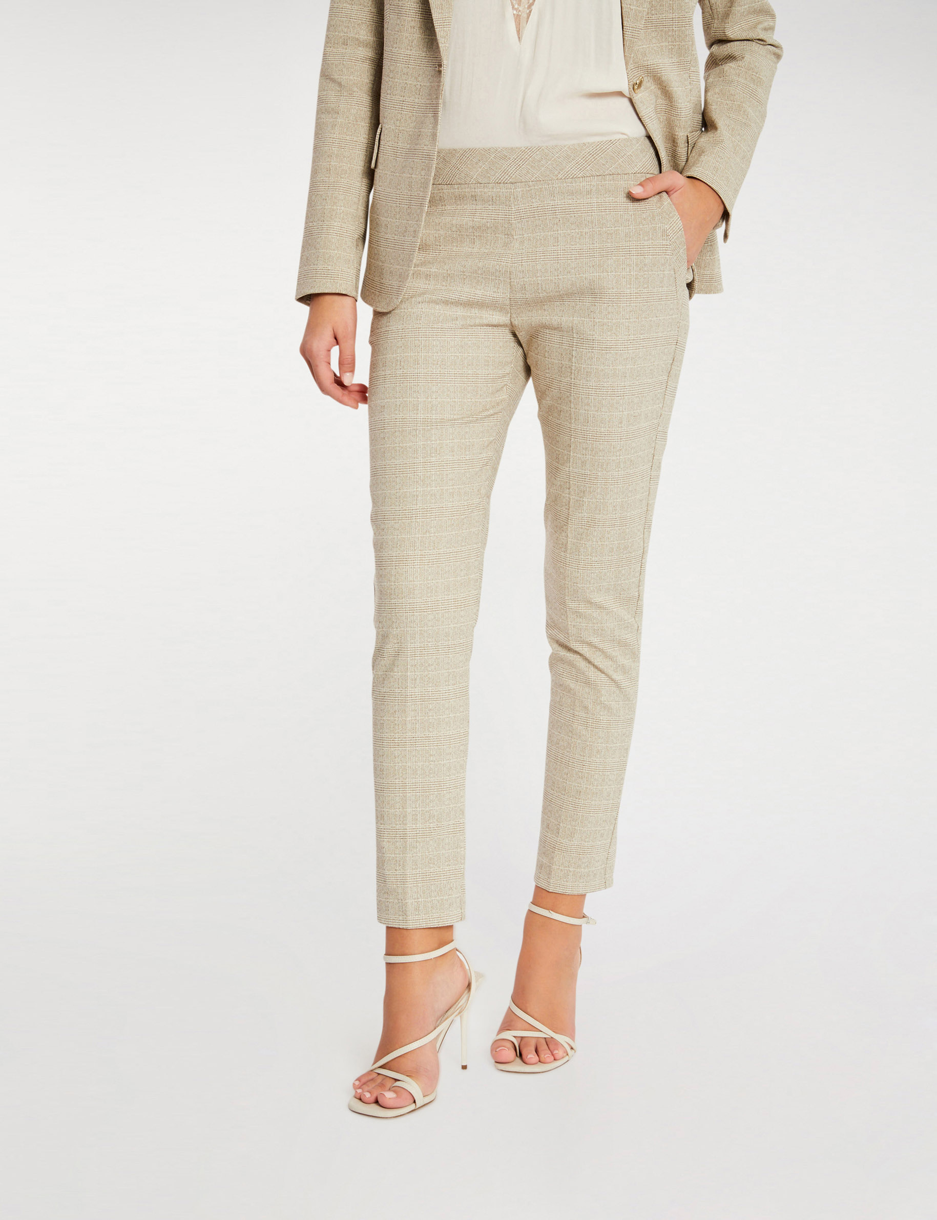 Pantalon 7/8ème coupe cigarette beige femme