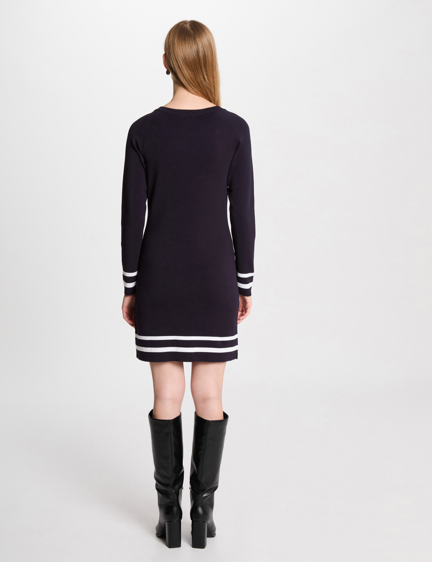 robe tricot courte ajustee bleu marine femme Robe tricot courte ajustée bleu marine femme