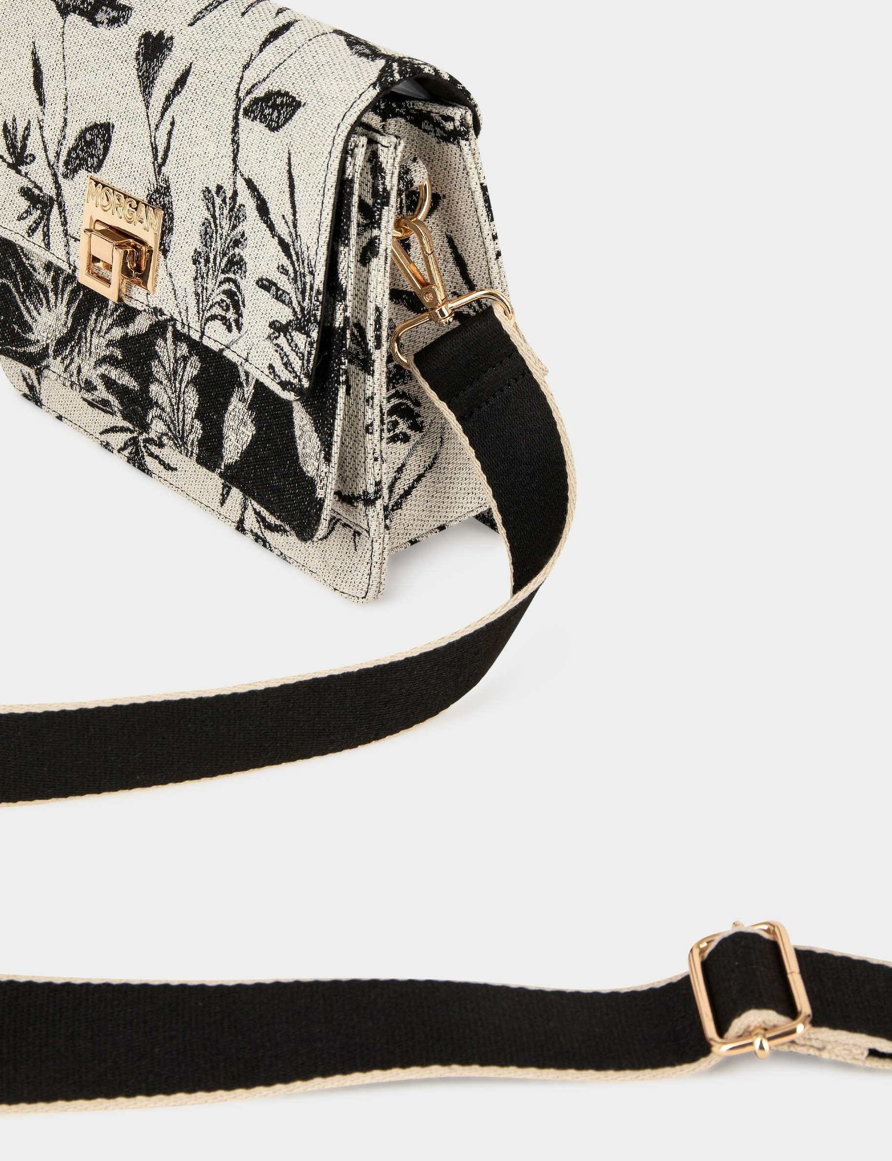 sac a rabat imprime vegetal noir femme Sac à rabat imprimé végétal noir femme