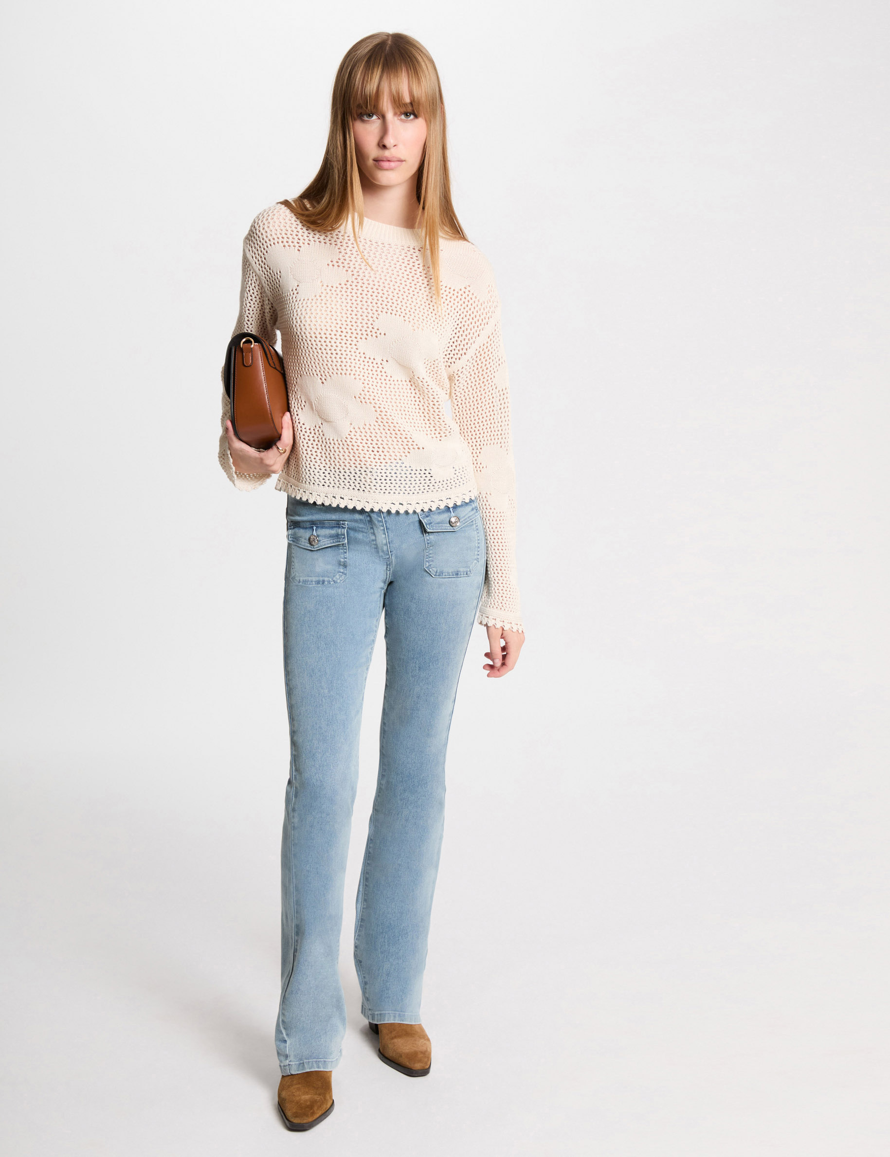 jeans bootcut taille haute denim bleach femme Jeans bootcut taille haute denim bleach femme